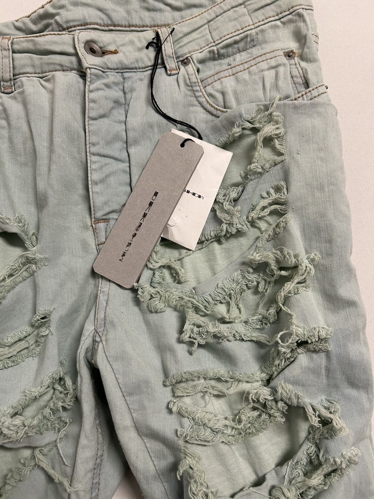 Rick Owens FW2021 Slashed Detroit Aqua Denim Size US 31 - 6 Thumbnail