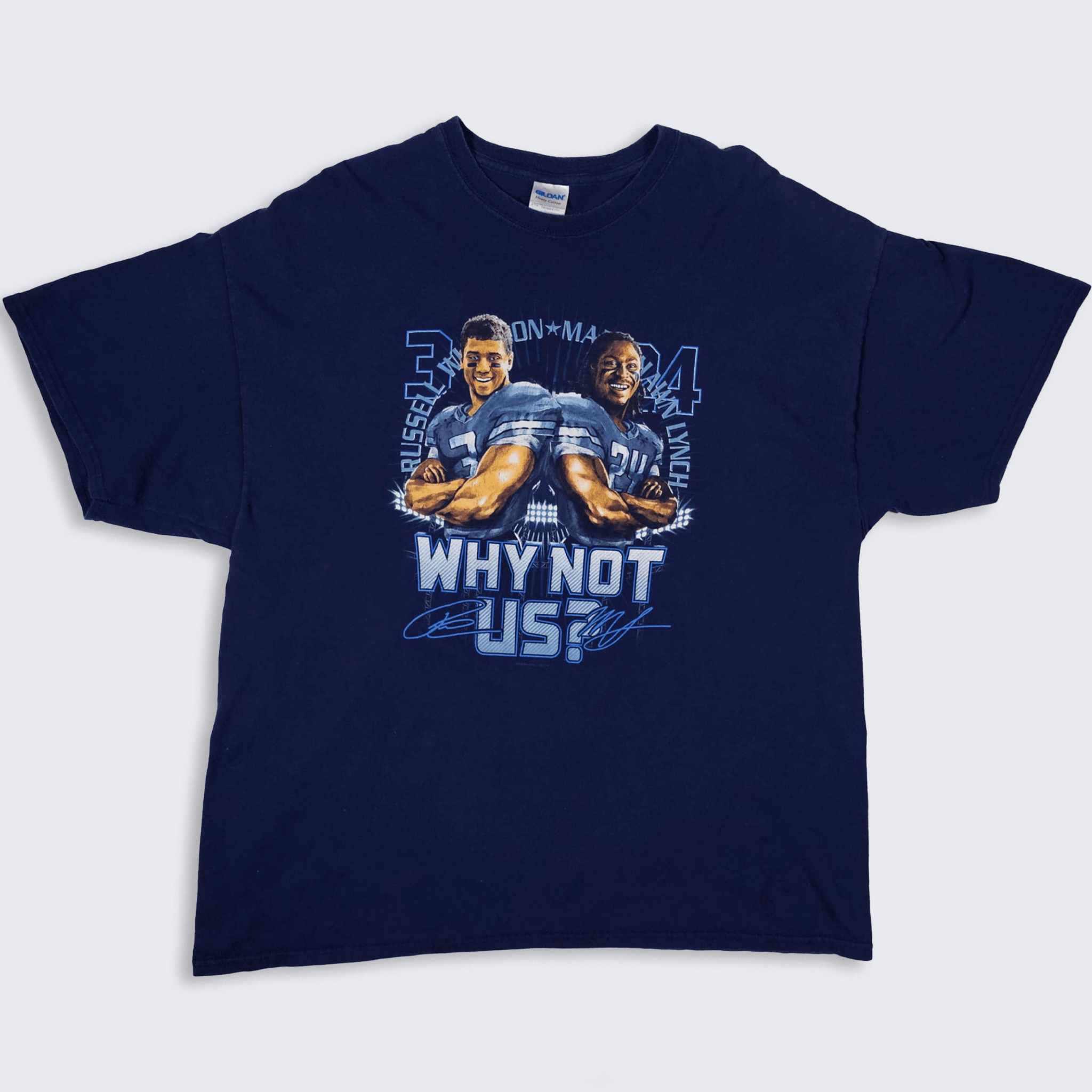 NFL Seattle Seahawks Marshawn Lynch Russell Wilson T-Shirt Size US XXL / EU 58 / 5 - 1 Thumbnail