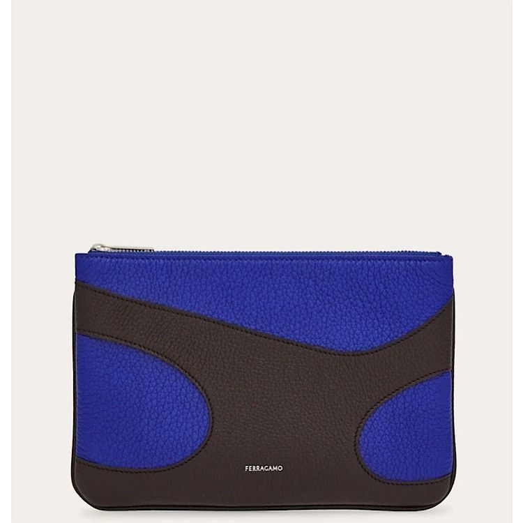 Salvatore Ferragamo o1s1rm0924 Size: OS / Cut Out leather Pouch in Blue/Black Size ONE SIZE - 1 Thumbnail