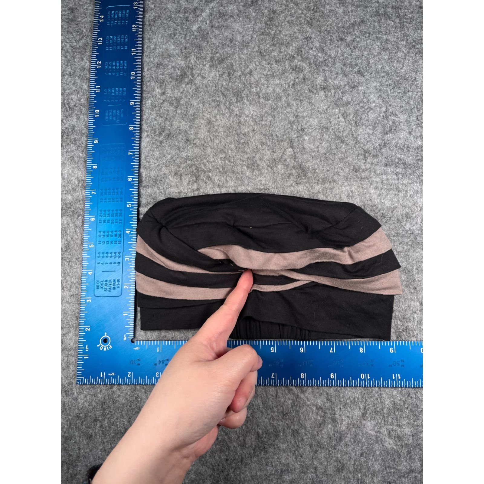 Vintage Christine Headwear Striped Turban Beanie Womens One Size Black Viscose Bamboo Lightweight Casual Size ONE SIZE - 4 Thumbnail