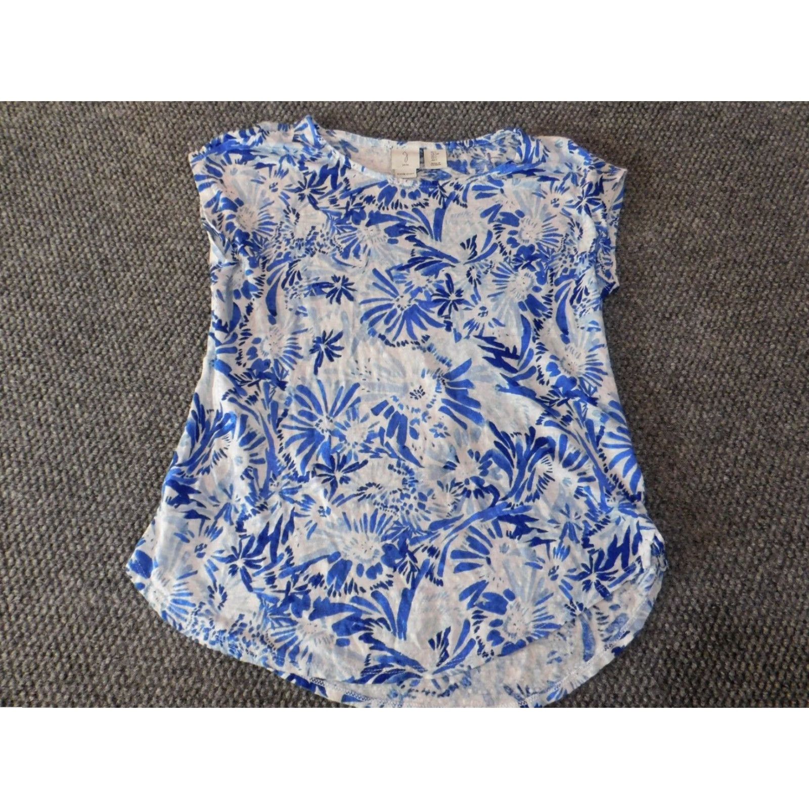 Joie JOIE Blouse Short Sleeve Linen Floral Womens S Blue Round Neck Pullover Casual Designer Basic Size S / US 4 / IT 40 - 2 Thumbnail