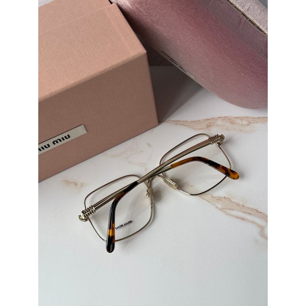 Miu Miu NEW Miu Miu MU51YV Pale Gold Square Eyeglasses Frames Size ONE SIZE - 2 Thumbnail
