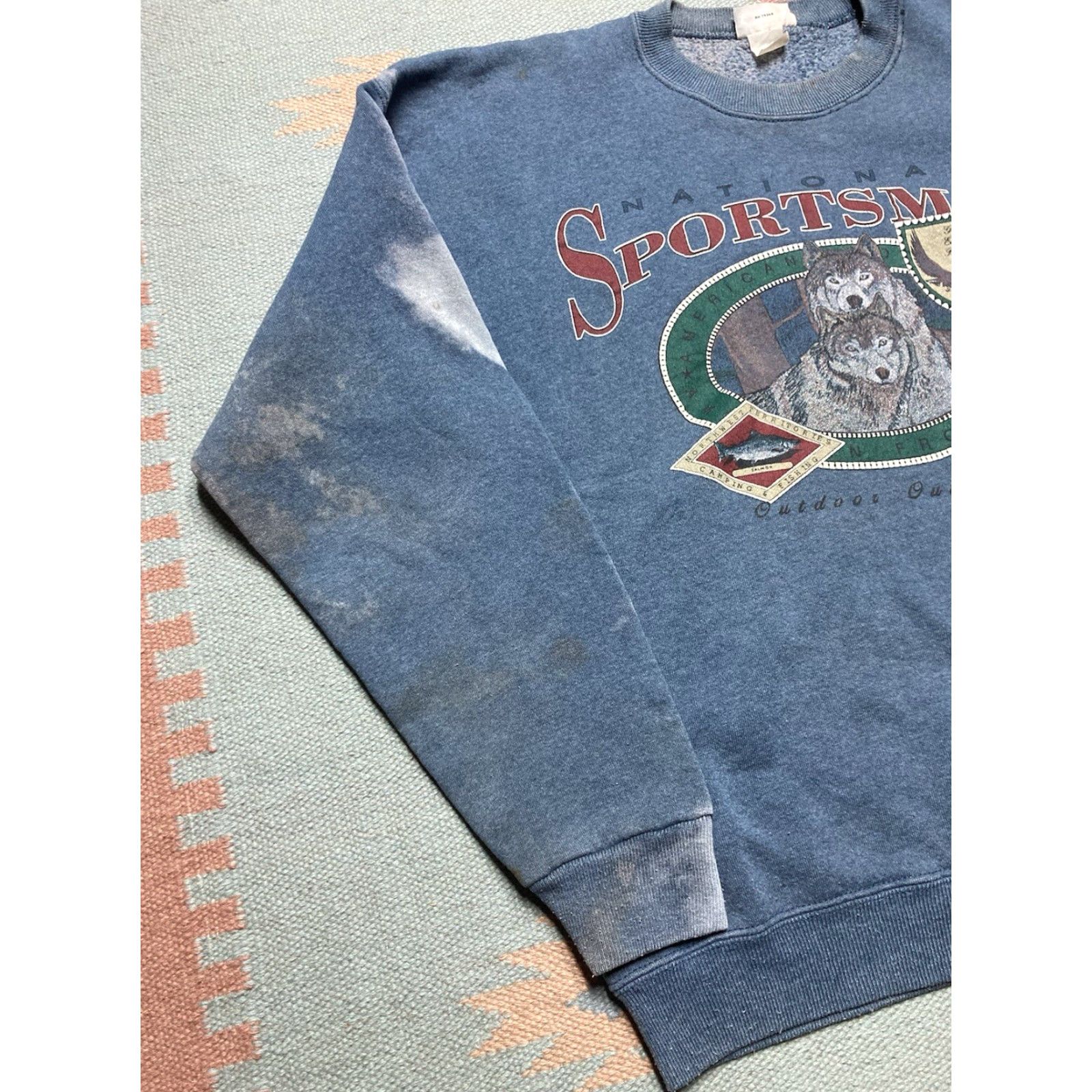 Vintage VINTAGE 90s Wolf National Sportsman Crewneck Sweatshirt Blue XL Men Pullover Grunge Theme 90s Size US XL / EU 56 / 4 - 5 Thumbnail