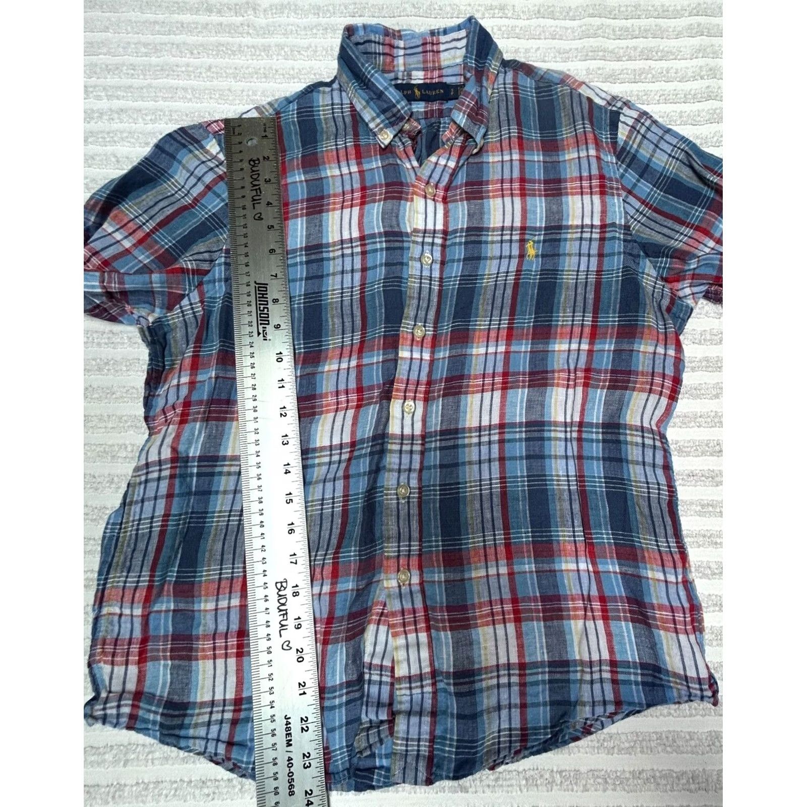 Ralph Lauren Ralph Lauren Mens Button Down Short Sleeve Linen Plaid Shirt Multicolor Sz Small Size US S / EU 44-46 / 1 - 8 Thumbnail