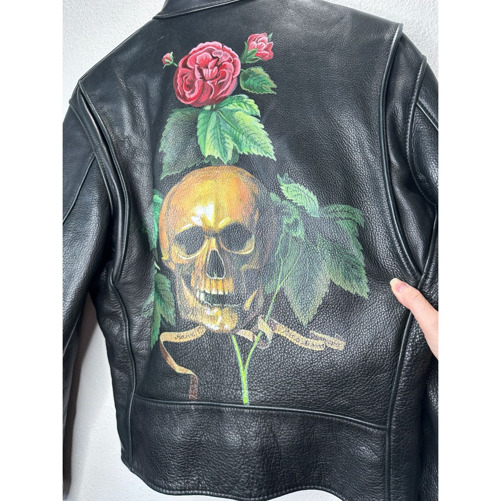 Libertine Libertine Hand-Painted Floral Skull Black Leather Jacket M Size M / US 6-8 / IT 42-44 - 10 Thumbnail