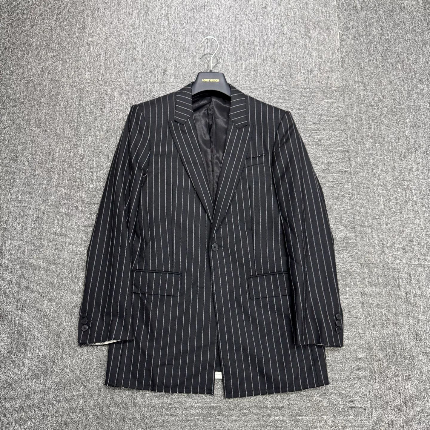 Givenchy Givenchy Black White Vertical Stripe Wool Jacket Size US S / EU 44-46 / 1 - 1 Thumbnail