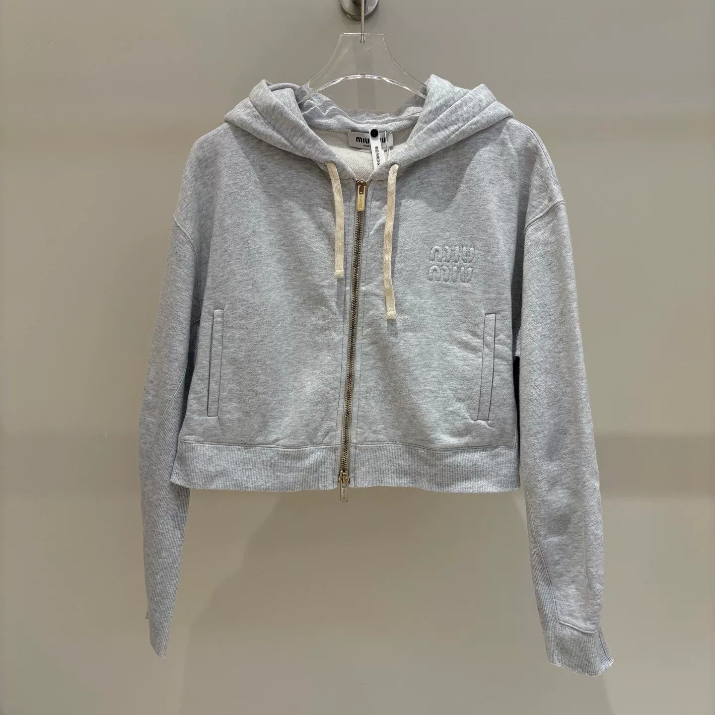 Miu Miu Miu Miu Gray Classic Logo Zip Hoodie Size US XS / EU 42 / 0 - 1 Thumbnail