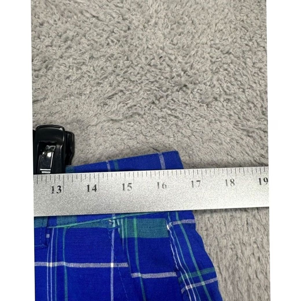 CO Islandia Clothing Co Shorts Mens 34 Blue Green Khaki Chino Plaid Flat Front EUC Size US 34 / EU 50 - 6 Thumbnail