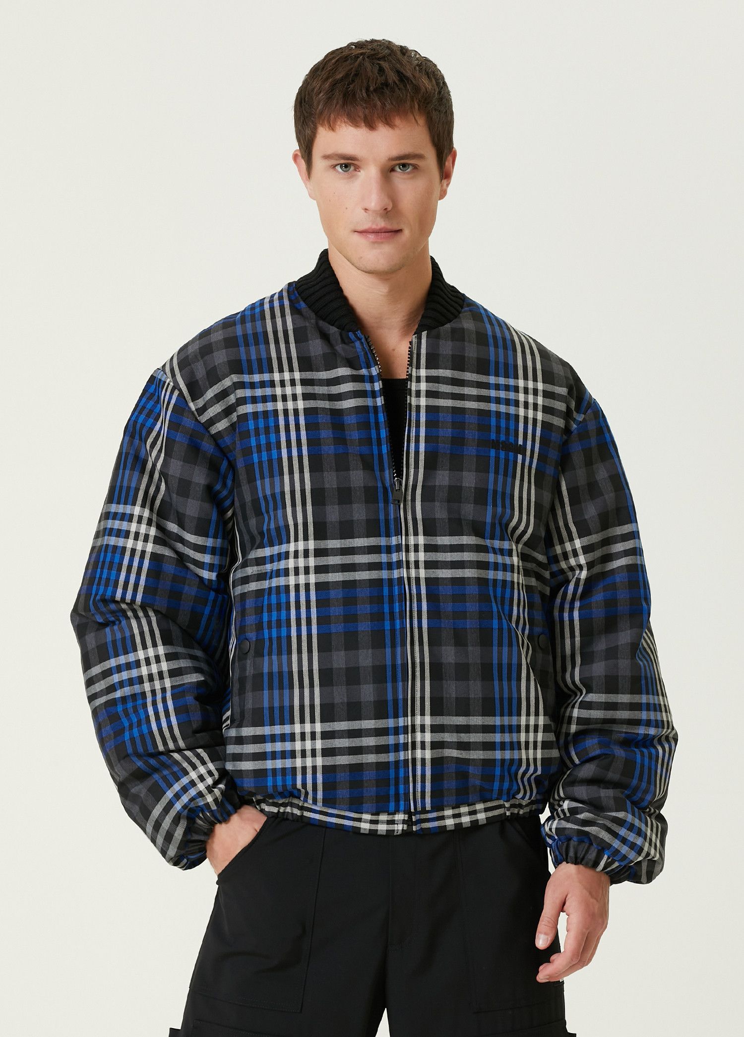 MSGM MSGM Milano gray blue plaid puffer bomber jacket Large Size US L / EU 52-54 / 3 - 2 Thumbnail