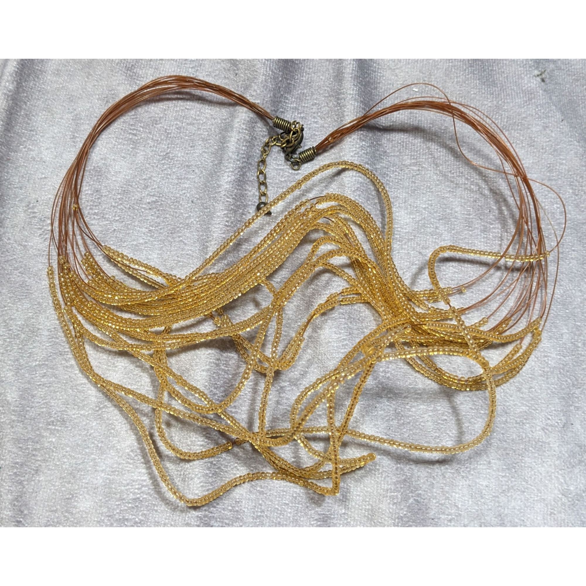 Other Golden Glass Multi-Strand Beaded Necklace On Copper Tone Bea Size ONE SIZE - 6 Thumbnail
