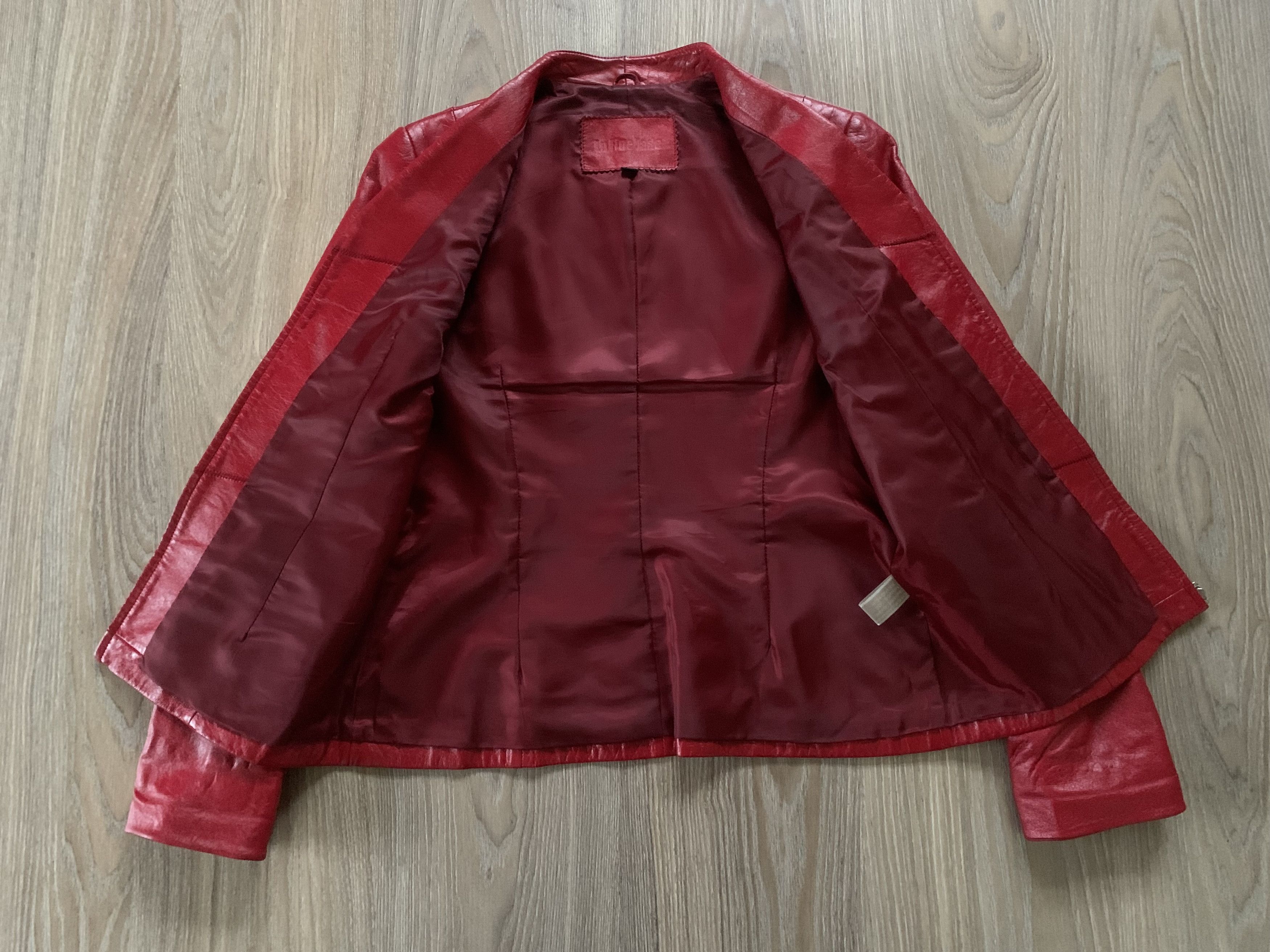 Other Lu Fin Jade Women’s Vintage Red Leather Jacket Size L / US 10 / IT 46 - 4 Thumbnail