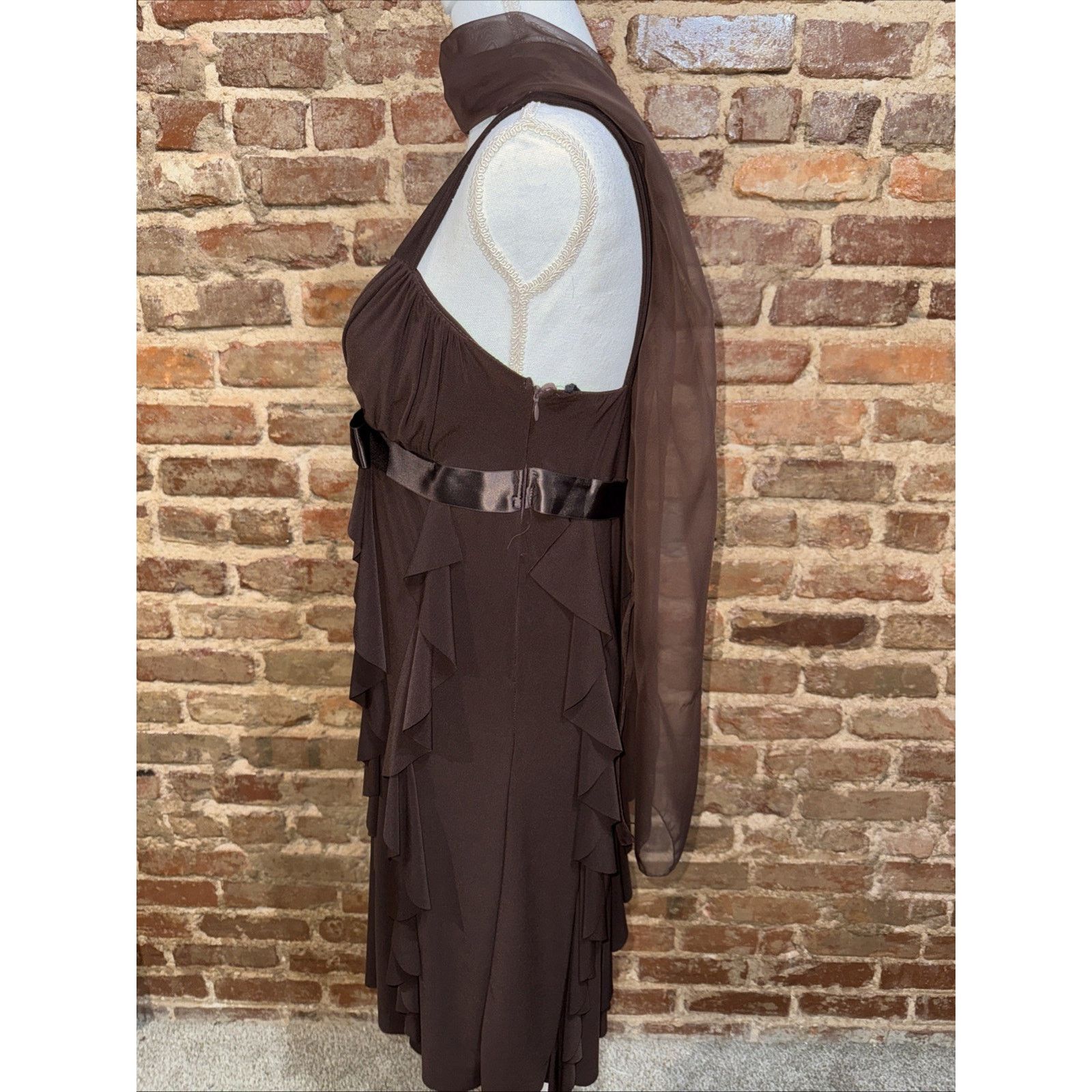 Other Vintage 90’s Baby Doll Satin Bow Evening Dress Sz L w/scarf Size L / US 10 / IT 46 - 3 Thumbnail