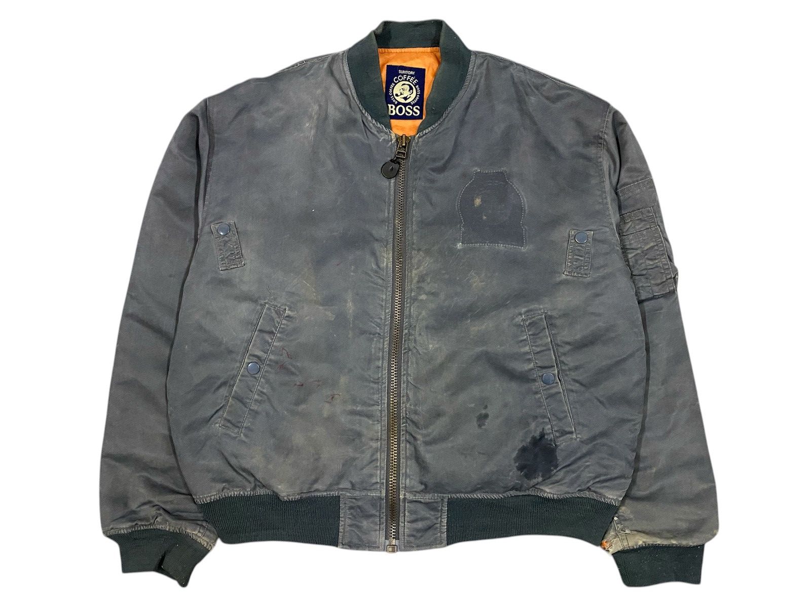 Japanese Brand Vintage MA 1 Bomber Jacket Coffe Boss Suntory Size US L / EU 52-54 / 3 - 2 Thumbnail