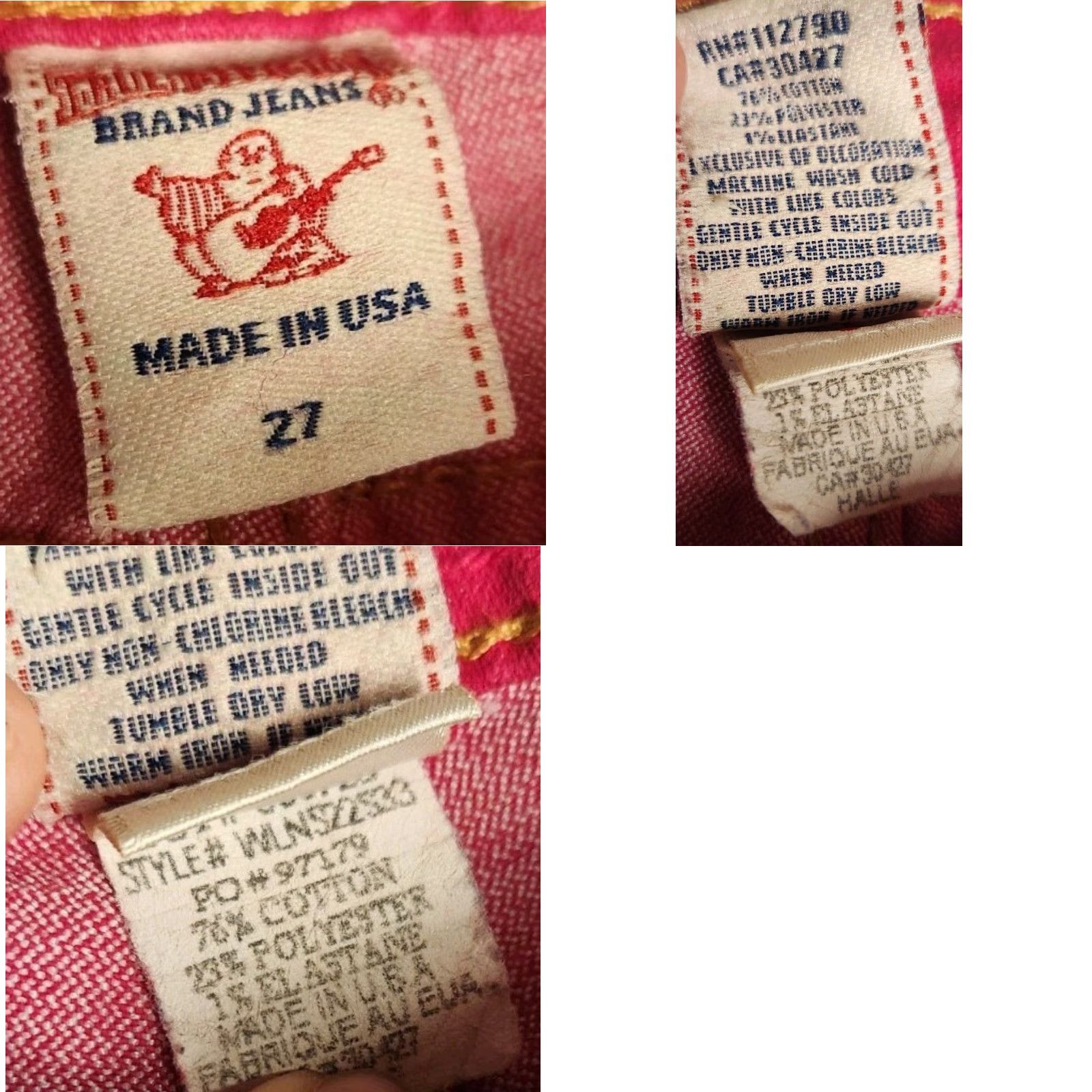 True Religion TRUE RELIGION Jeans Women’s 27 Pink Straight USA MADE Pants Slim Fit 28x30 Vintage 5-Pocket Denim Size 27" / US 4 / IT 40 - 8 Thumbnail