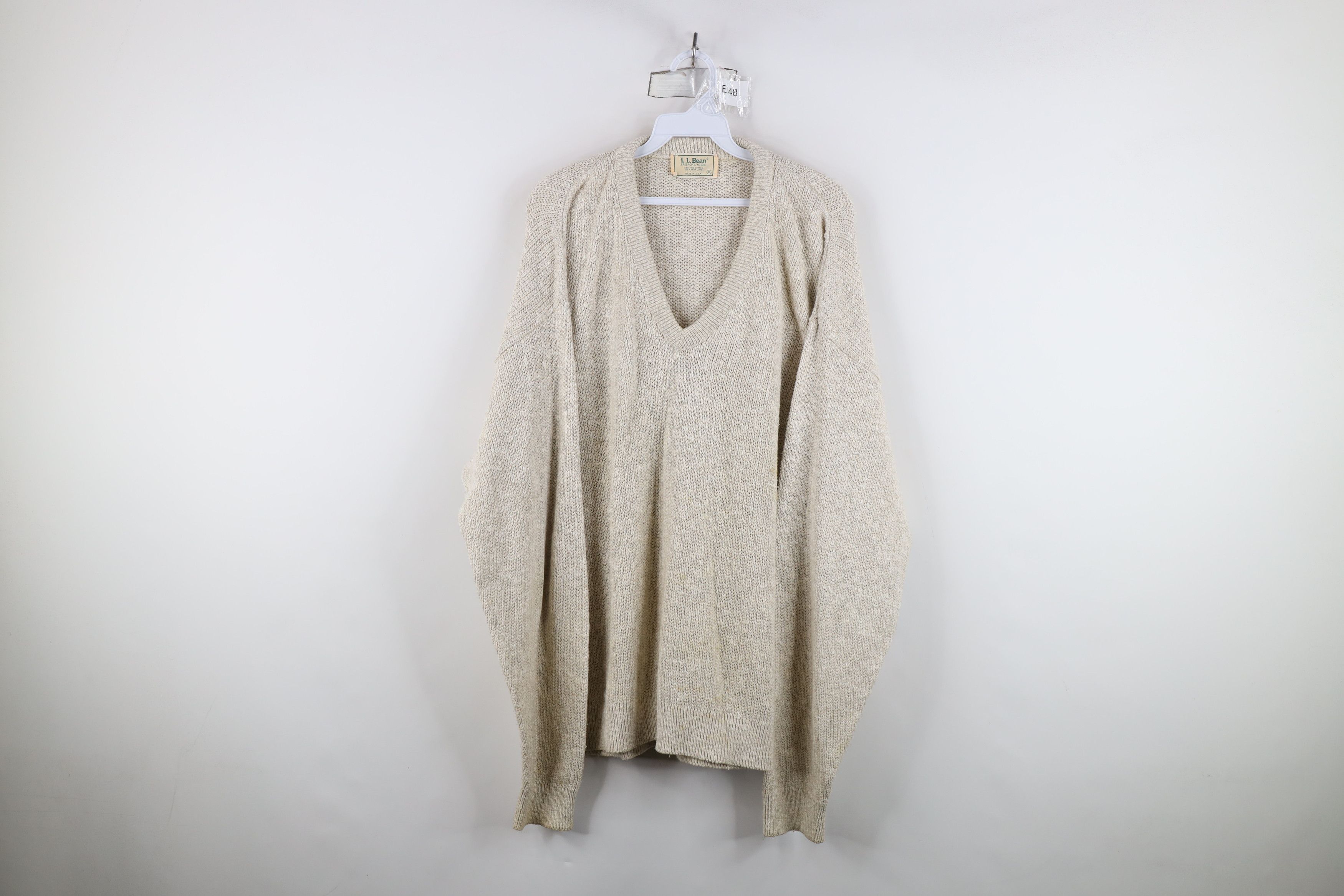 L.L. Bean Vintage 70s LL Bean Jute Blend Ribbed Knit Sweater Beige USA Size US XL / EU 56 / 4 - 1 Thumbnail