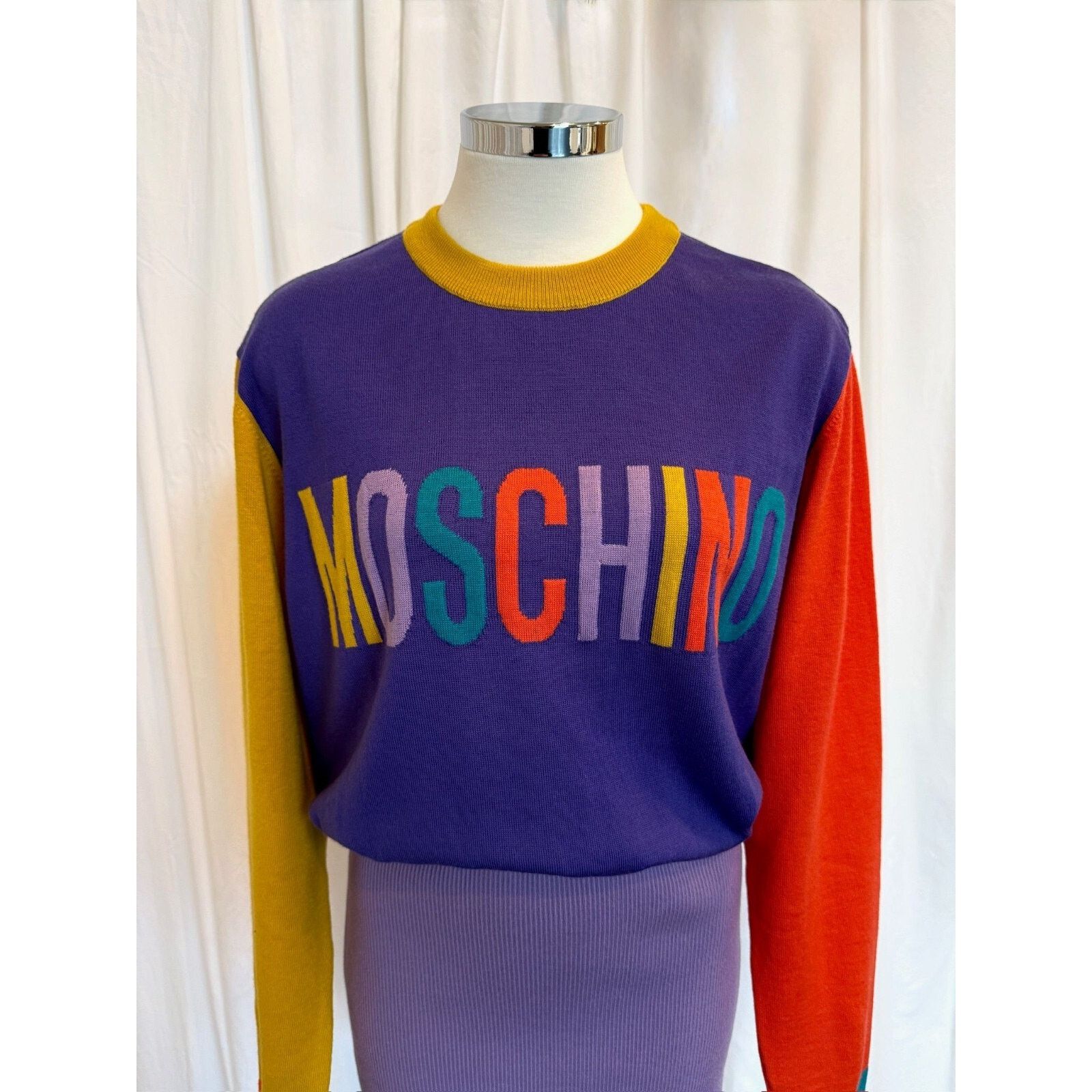 Moschino AW22 MOSCHINO Couture Jeremy Scott Sleeve Purple Knit Dress Size M / US 6-8 / IT 42-44 - 7 Thumbnail