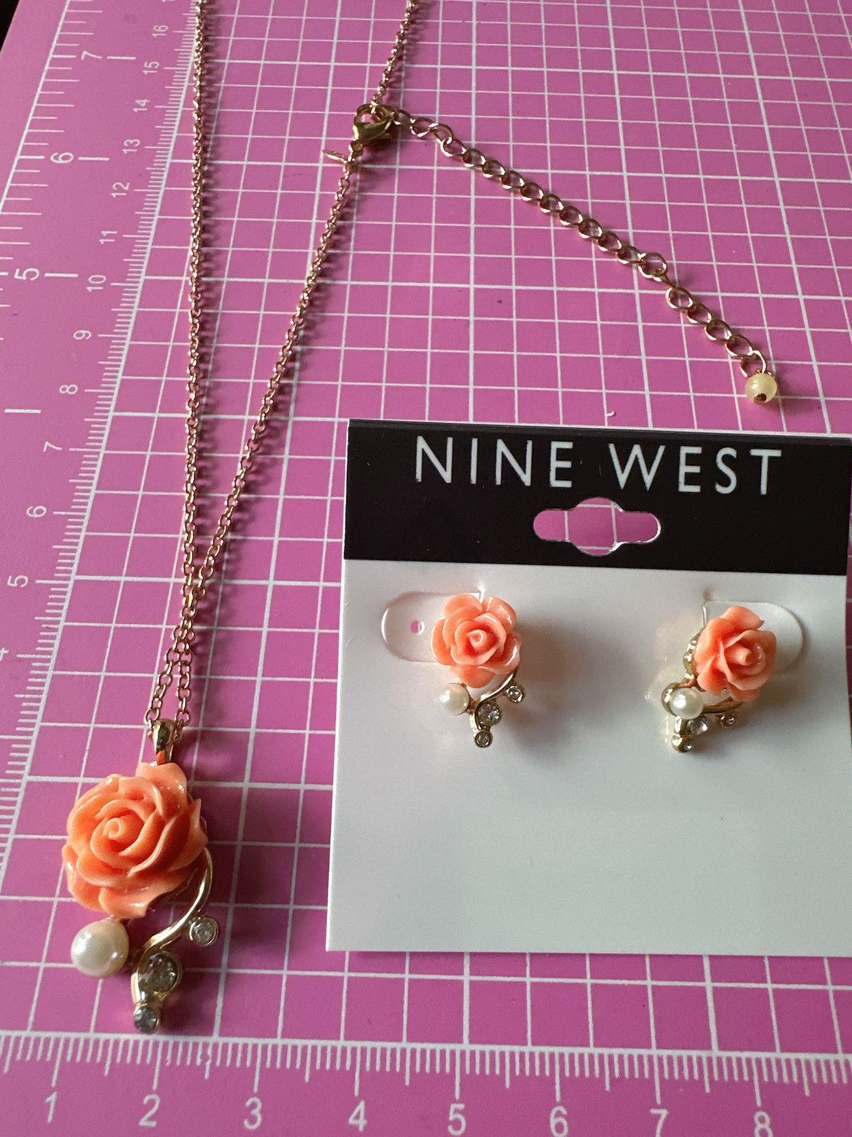 Nine West Nine West 2pc set necklace + earring Flower orange rose Size ONE SIZE - 5 Thumbnail