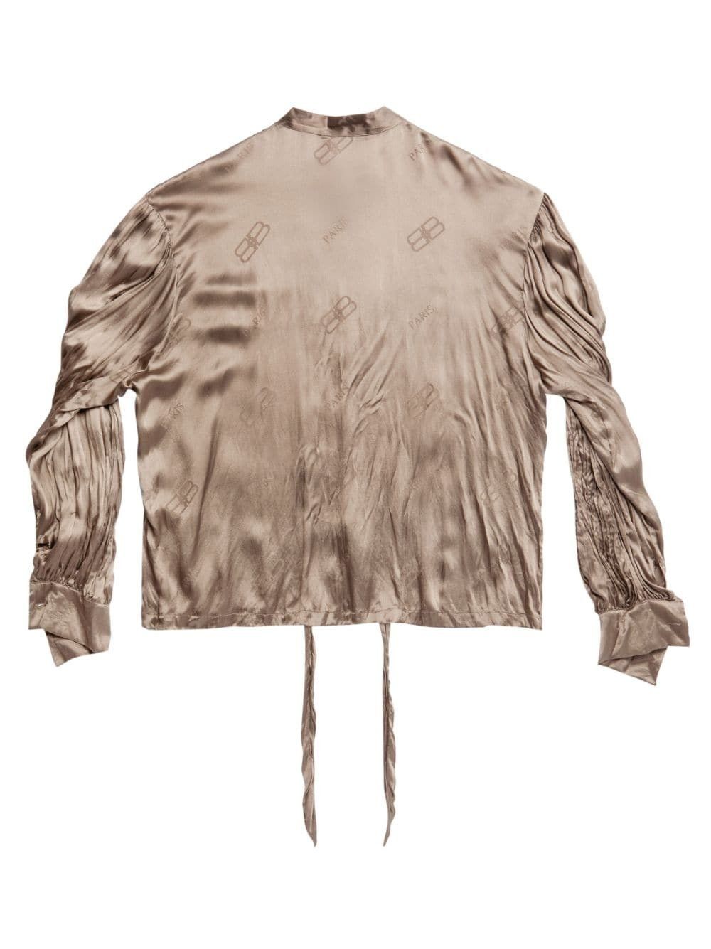 Balenciaga o1bcso1str1124 BB Paris All Over Oversized Blouse in Beige Size XS / US 0-2 / IT 36-38 - 6 Thumbnail
