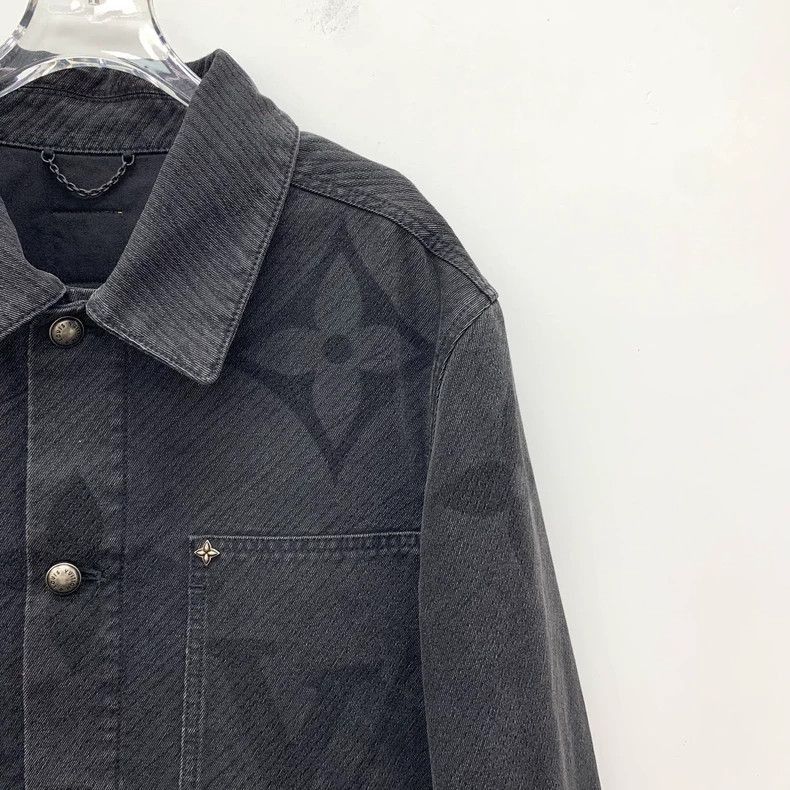 Louis Vuitton Louis Vuitton Black Gray Logo Denim Jacket-2506 Size US L / EU 52-54 / 3 - 3 Thumbnail