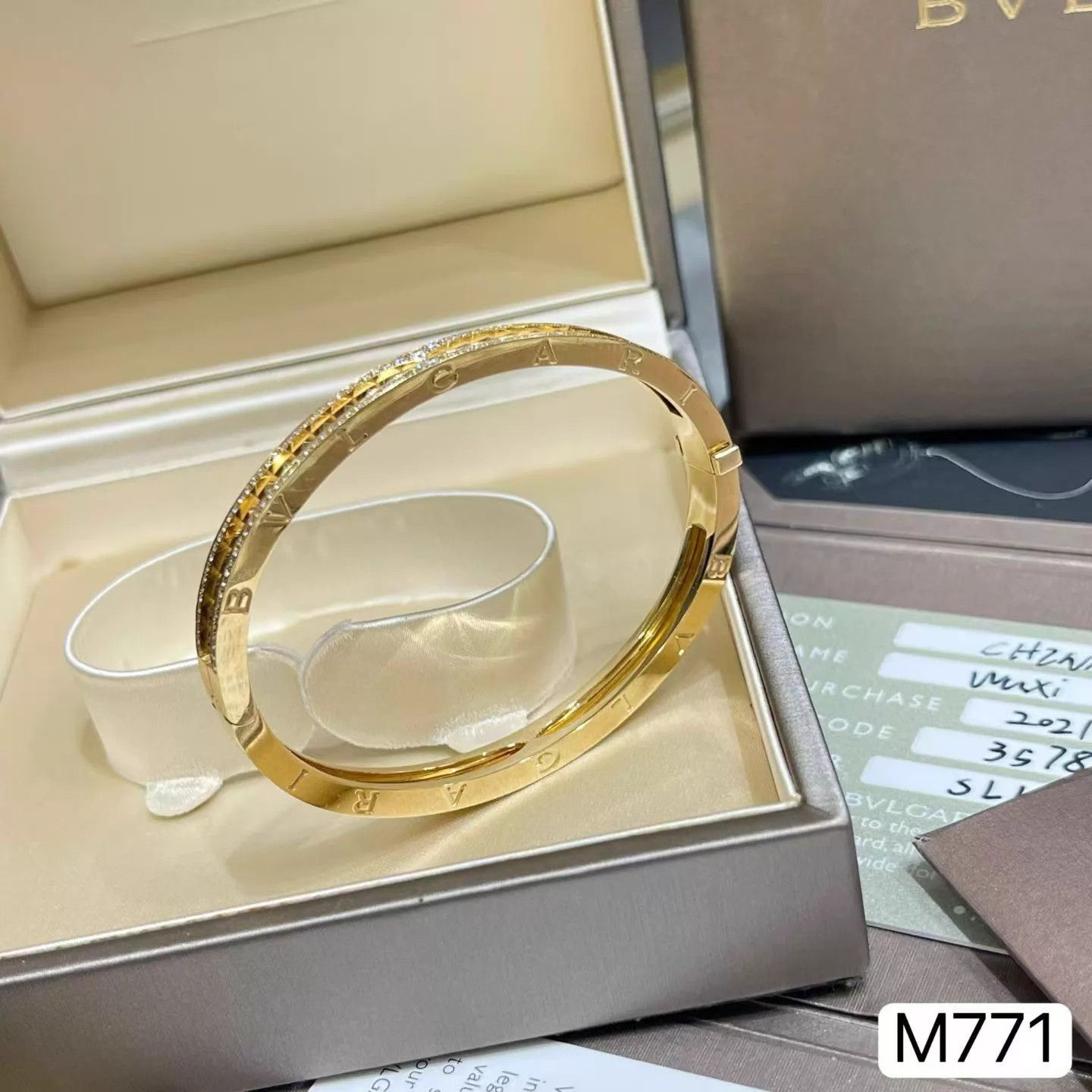 Bvlgari Bvlgari ZERO.1 Rock Gold 2-Row Diamond Rivet Bracelet SM LN Size ONE SIZE - 2 Thumbnail