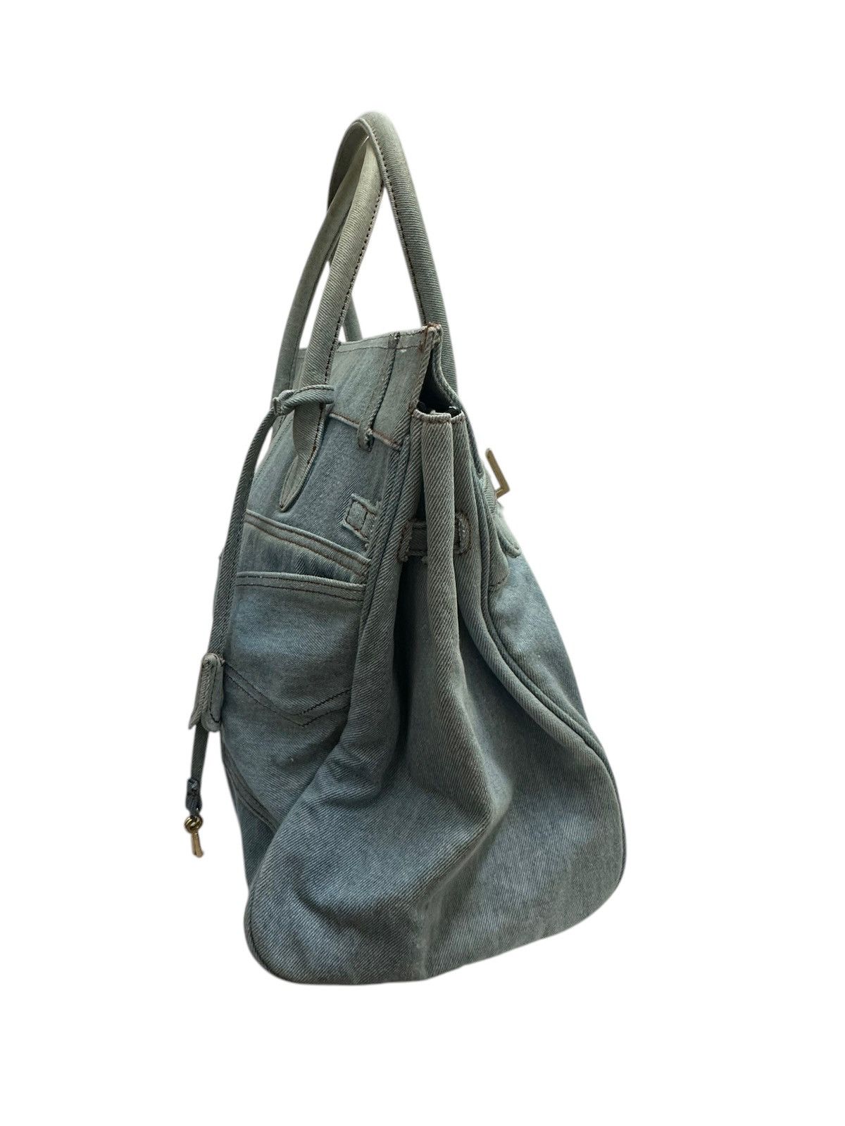 Handmade RARE ‼️ Denim Blue ‘Birkin’ Style Bag Size ONE SIZE - 6 Thumbnail