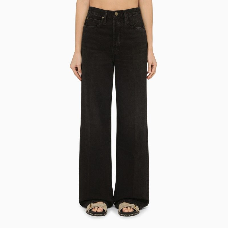 image of Frame Wide-Leg Jeans 1978 Supernova Denim in Black, Women's (Size 27)