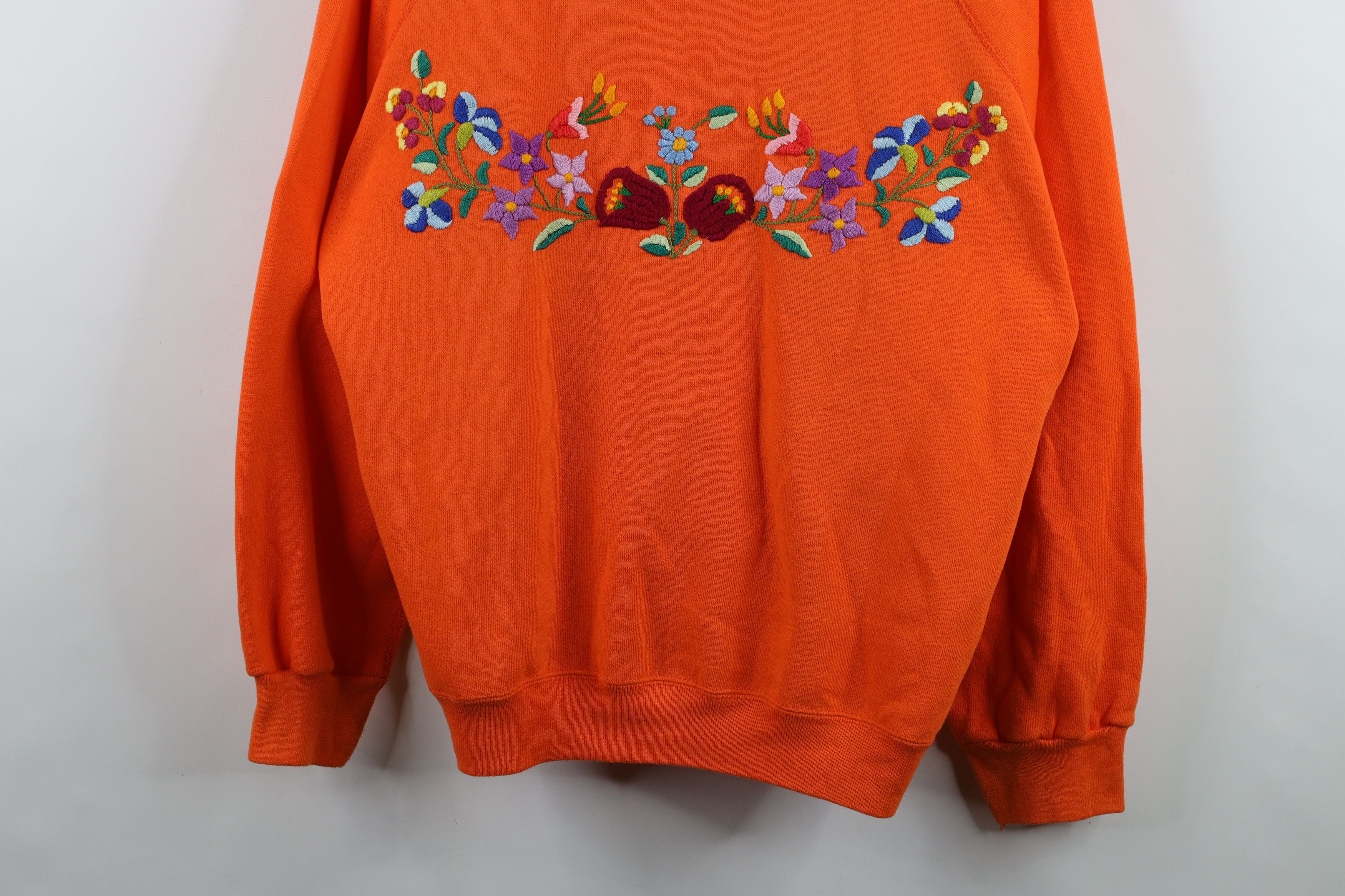 Vintage Vintage 80s 90s Streetwear Embroidered Flower Sweatshirt USA Size XL / US 12-14 / IT 48-50 - 3 Thumbnail