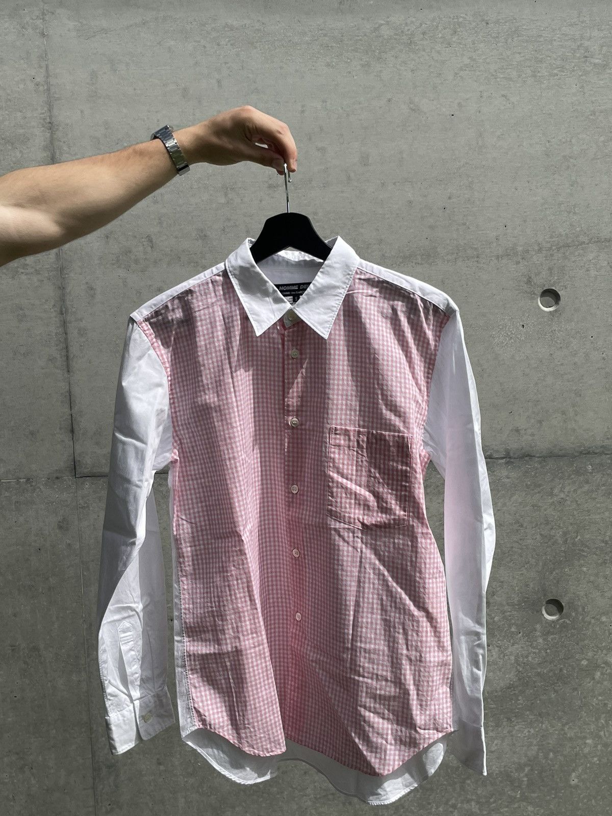 COMME des GARÇONS HOMME DEUX PINK CHECK SHIRT.