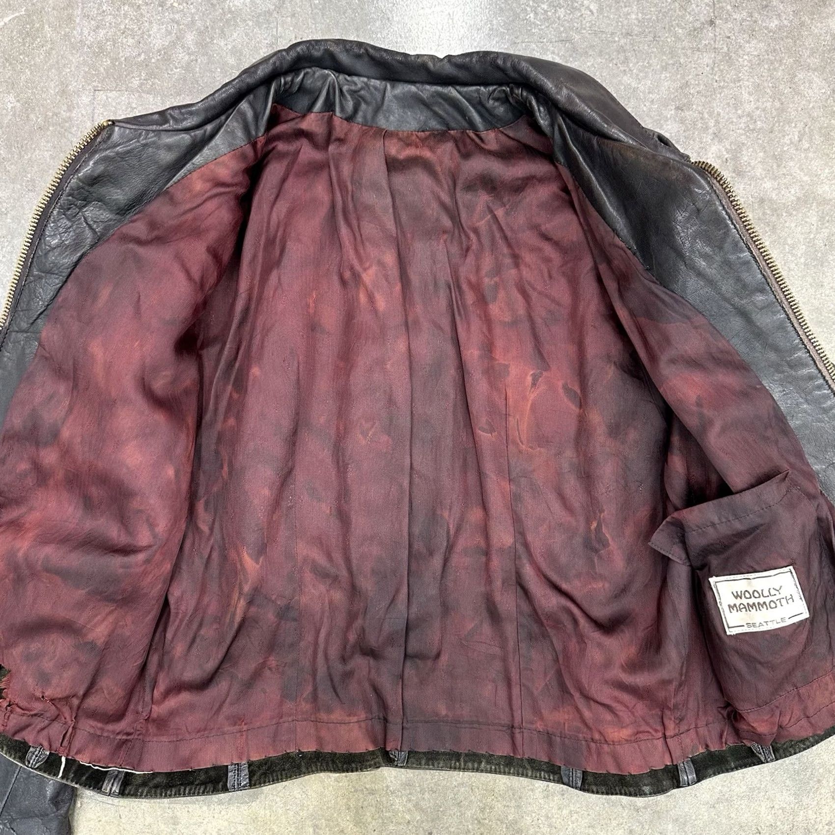 Vintage VINTAGE Leather Jacket Men Large 70s Woolly Mammoth Handmade Black Zip Biker Punk 80s 70s Size US L / EU 52-54 / 3 - 6 Thumbnail