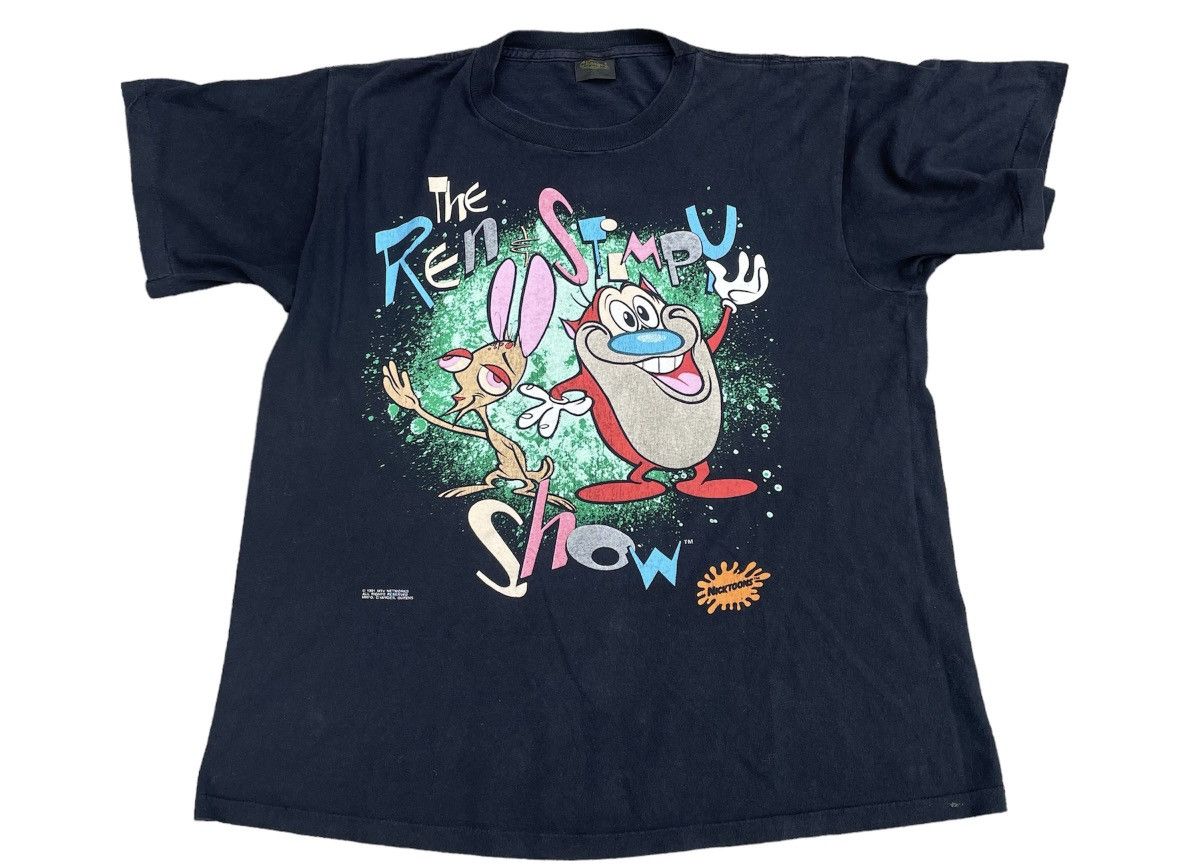 image of Changes x Nickelodeon Vintage Nickelodeon The Ren & Stimpy Show 1991 T-Shirt in Black (Size XL)