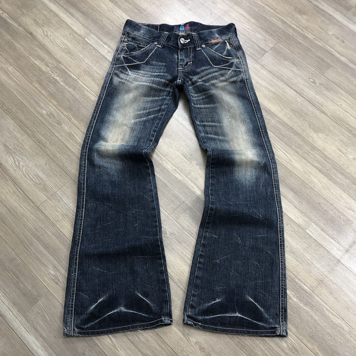 🇯🇵 2000s Edwin 503 Faded Lgb Goa Buckle Back Flared Jeans