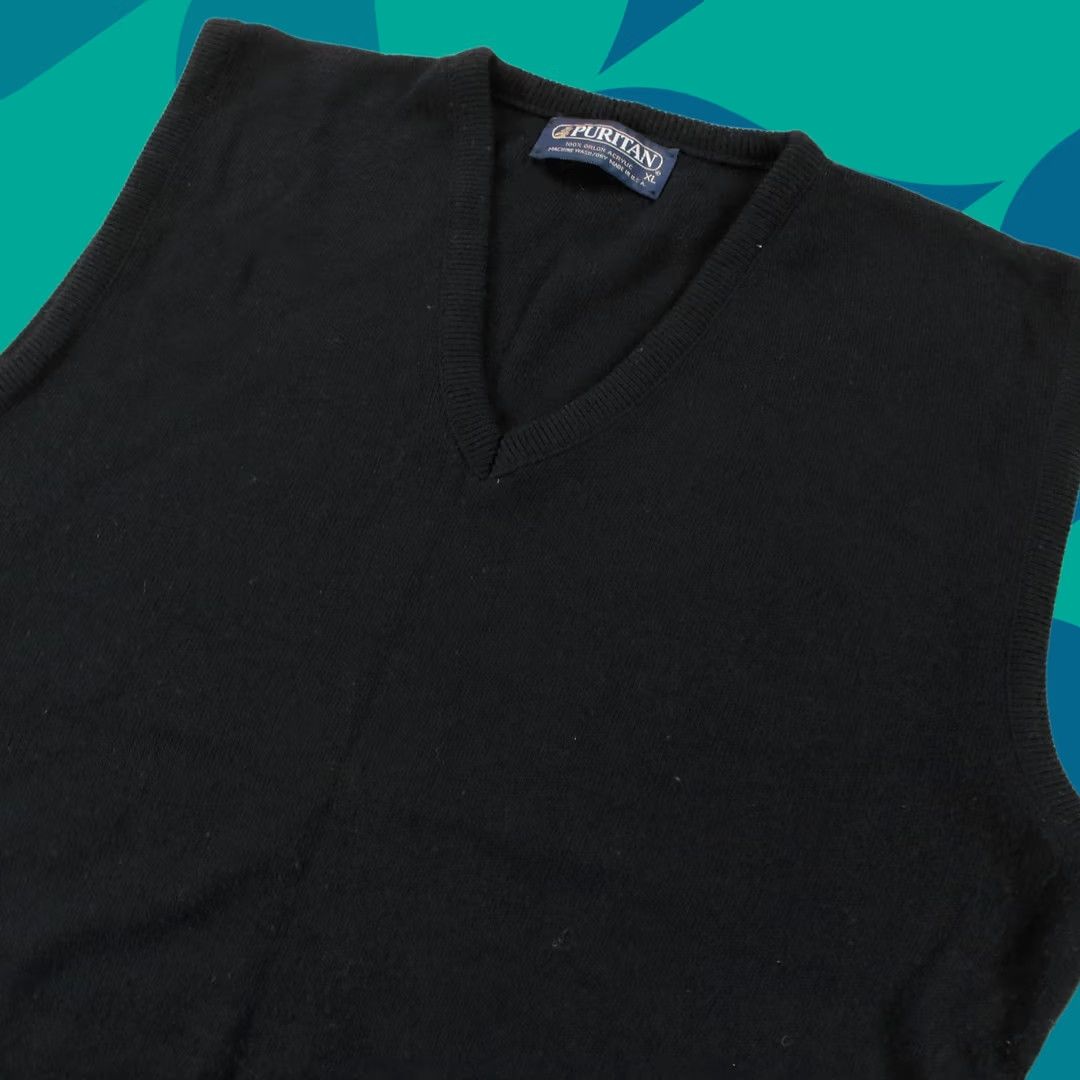 Vintage VINTAGE Puritan XL v-neck Orlon acrylic Sweater Vest Men Black 80s 90s USA made Vest Size US XL / EU 56 / 4 - 1 Thumbnail