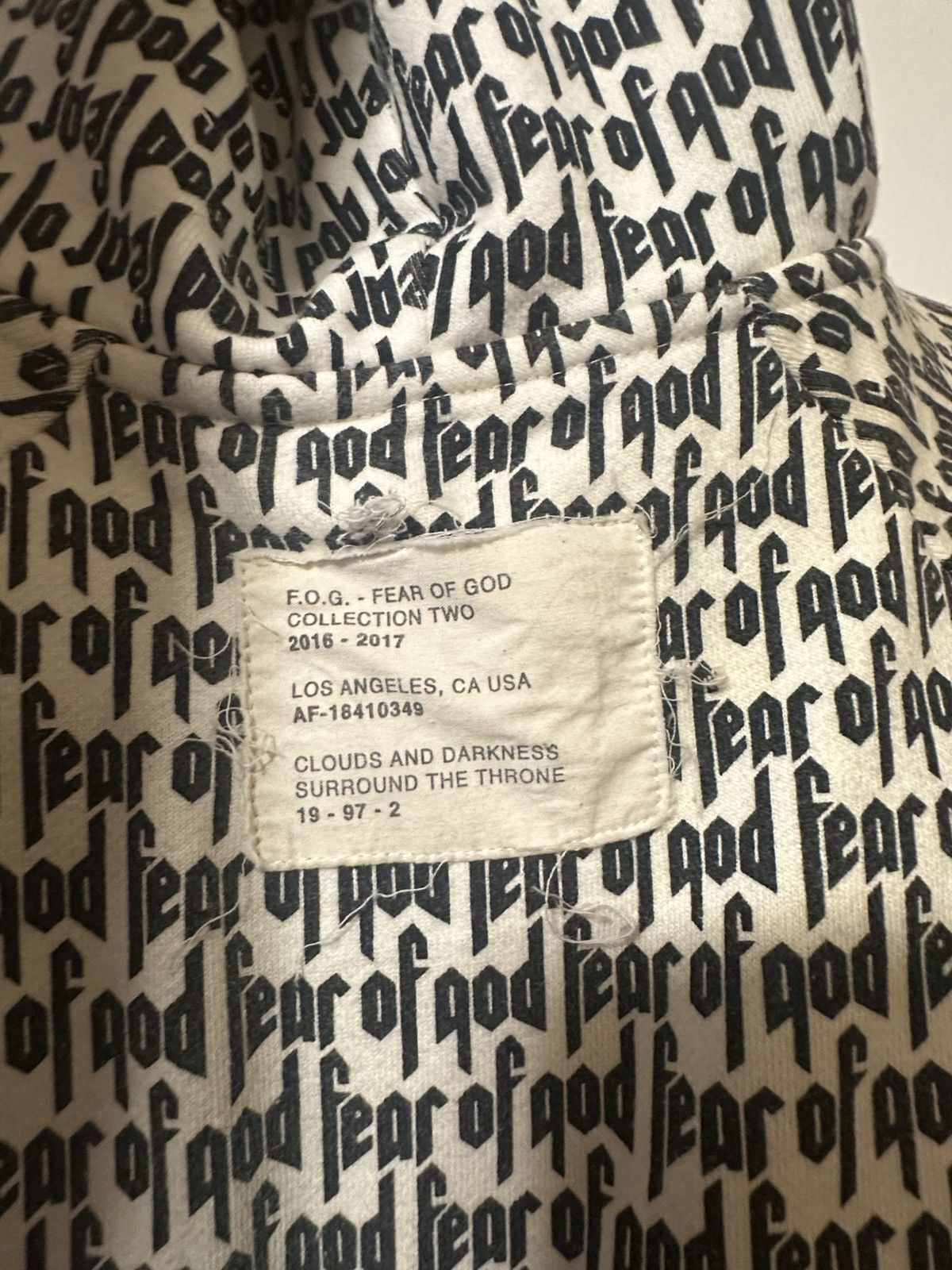 Fear of God Fear of God all over repeat hoodie 2016 Medium Size US M / EU 48-50 / 2 - 3 Thumbnail