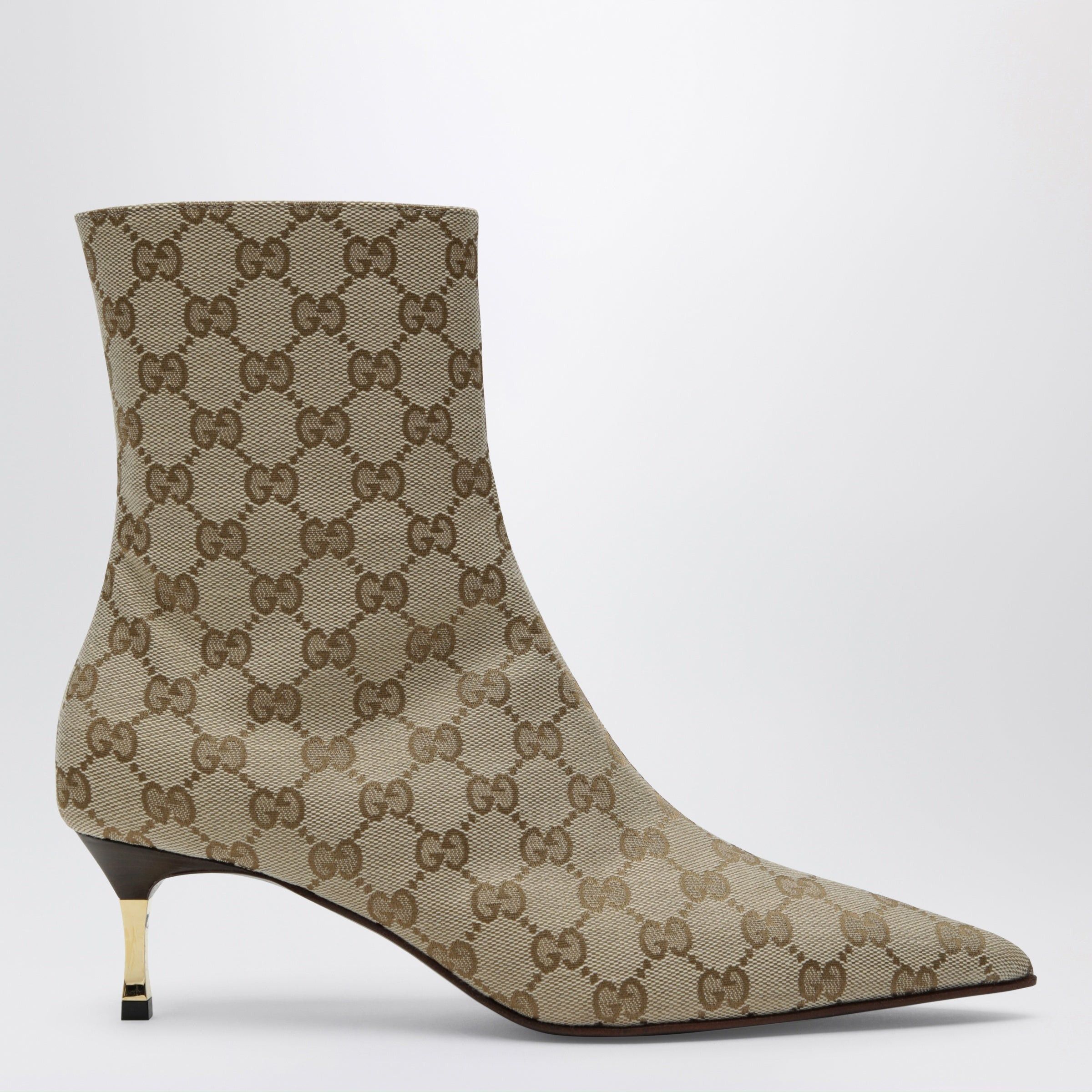 Gucci Gucci Bombshell Ankle Boot In Gg Fabric Sand/Dark Brown Size US 8 / IT 38 - 1 Thumbnail