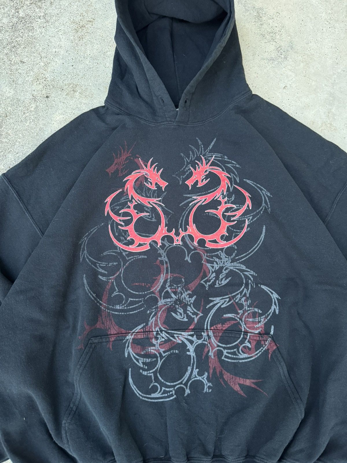 Affliction 2000s Archive Cyber Dragon Pull Over Boxy Hoodie Size US XXL / EU 58 / 5 - 2 Thumbnail