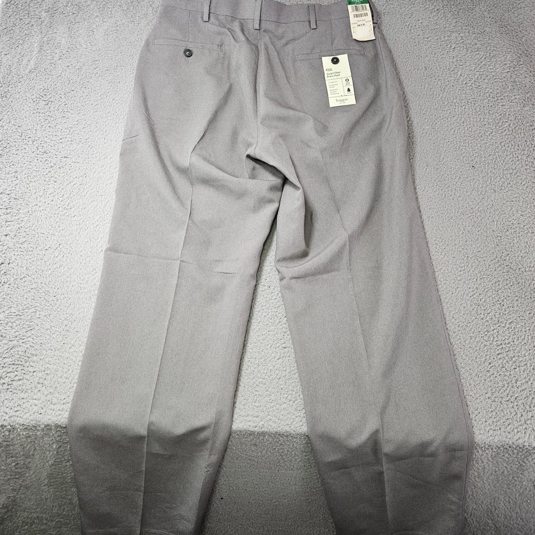 Haggar Haggar Dress Pants Mens 34x32 Grey Straight Fit Flat Front Comfort Waist Knit Polyester Slacks Regular Size US 34 / EU 50 - 7 Thumbnail