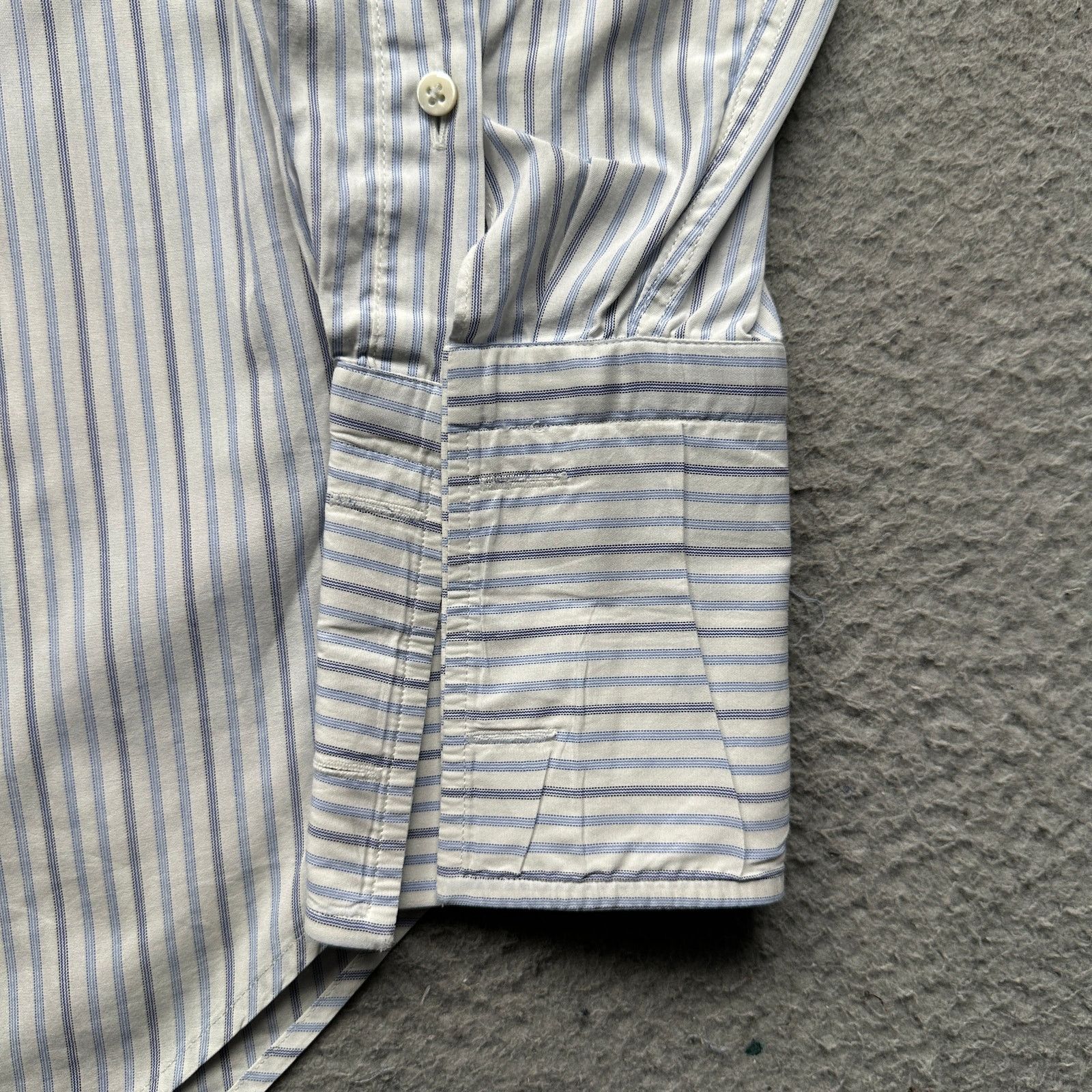 Canali Canali Blue White Striped Dress Shirt Men Medium 38 15 Italy Size US M / EU 48-50 / 2 - 8 Thumbnail