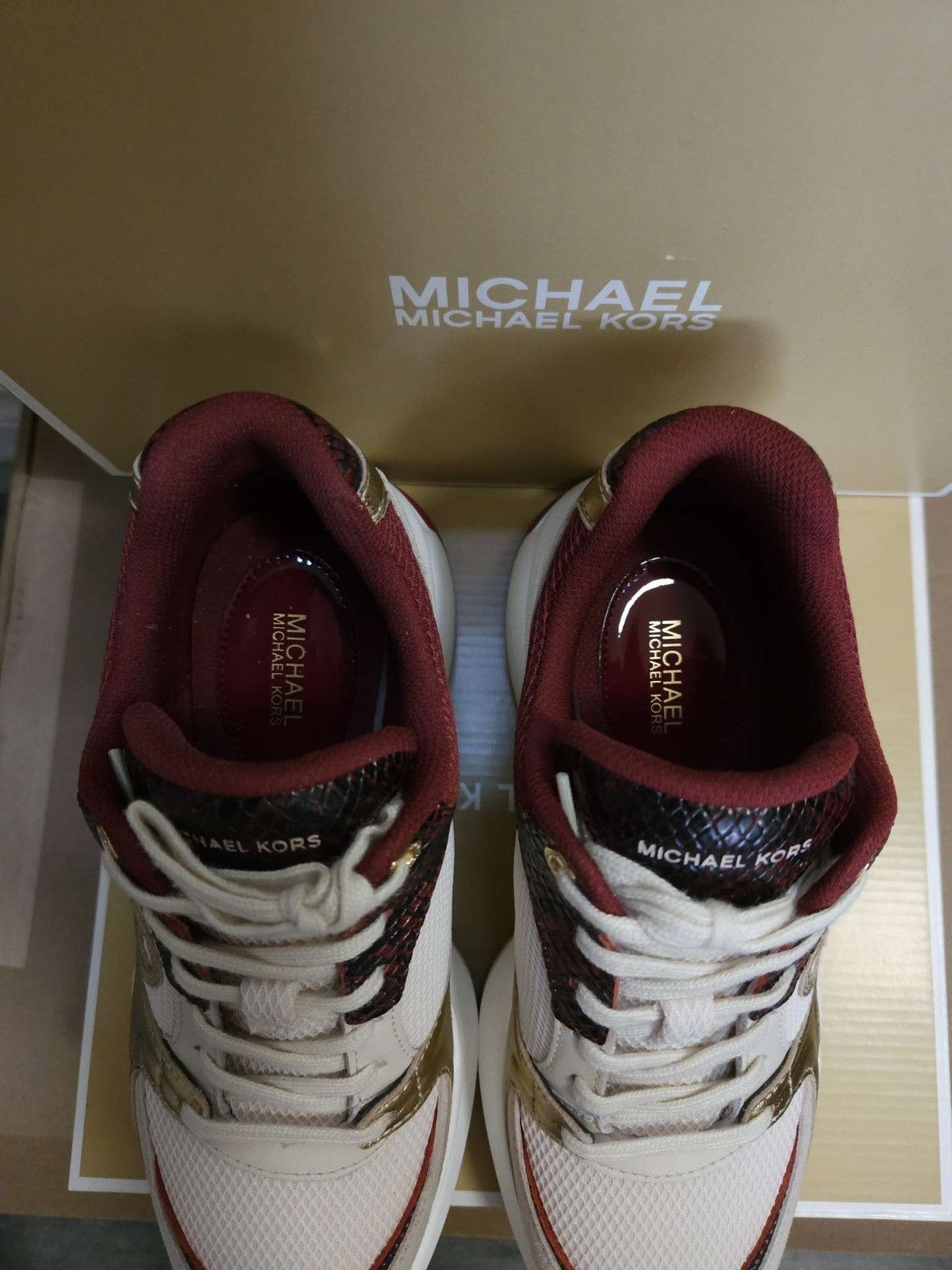 Michael Kors Zuma Snake Embossed Leather and Mesh Trainer By Michael Kors Size US 7 / IT 37 - 9 Thumbnail