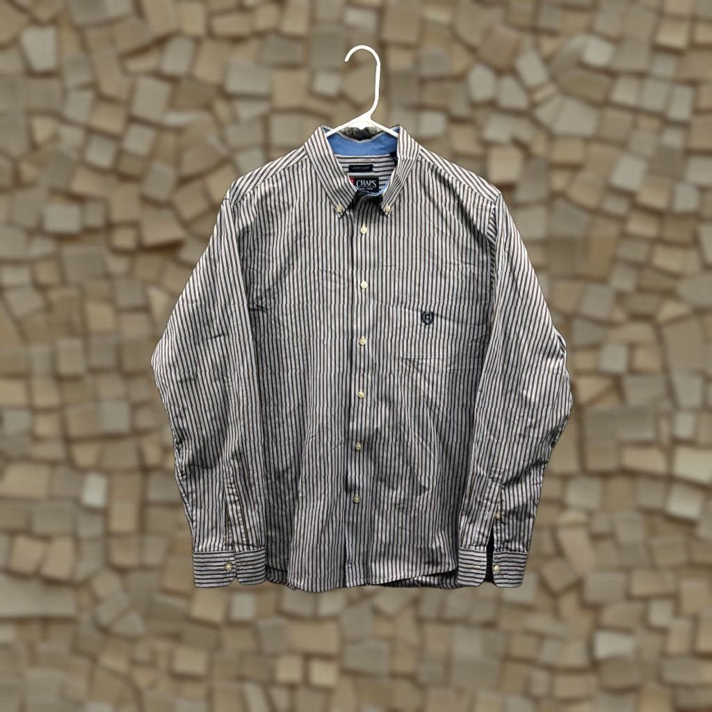 Chaps Chaps Shirt L Mens Brown Striped Long Sleeve Button-Down Collar Shirt Size US L / EU 52-54 / 3 - 1 Thumbnail