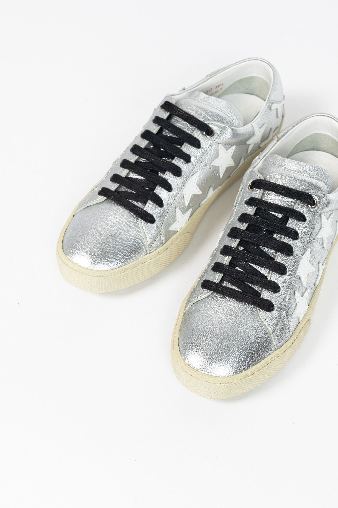 Saint Laurent Paris Saint Laurent Court Classic Star Metallic Low-Top Sneakers Size US 6.5 / EU 39-40 - 6 Thumbnail