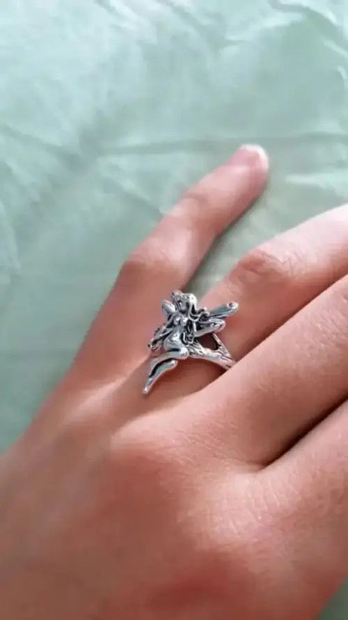 Well Known Studios Vintage Ring With Angel Design Size ONE SIZE - 1 Thumbnail