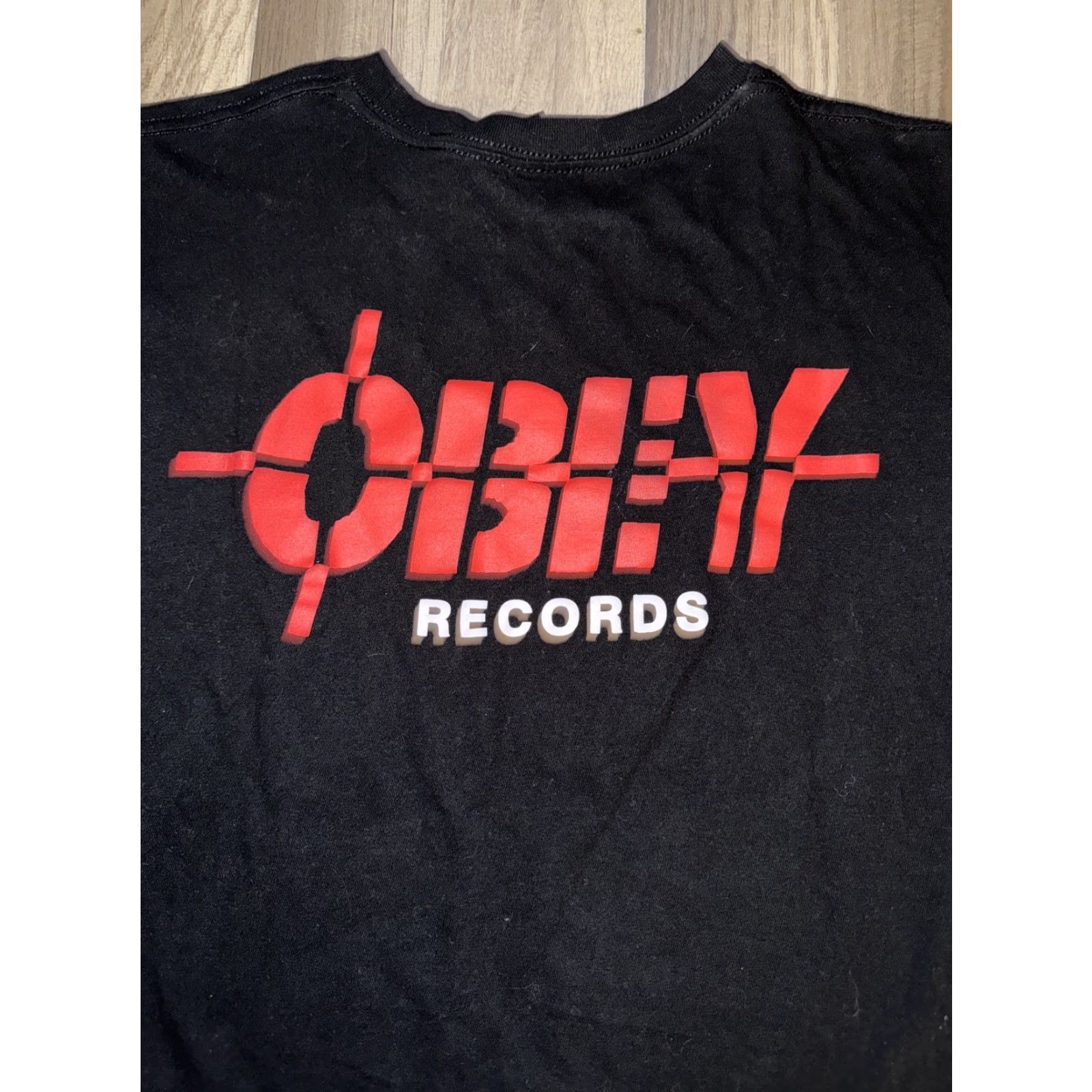Obey OBEY Records T-Shirt Black Medium Mens Regular M 19x26 Size US M / EU 48-50 / 2 - 5 Thumbnail