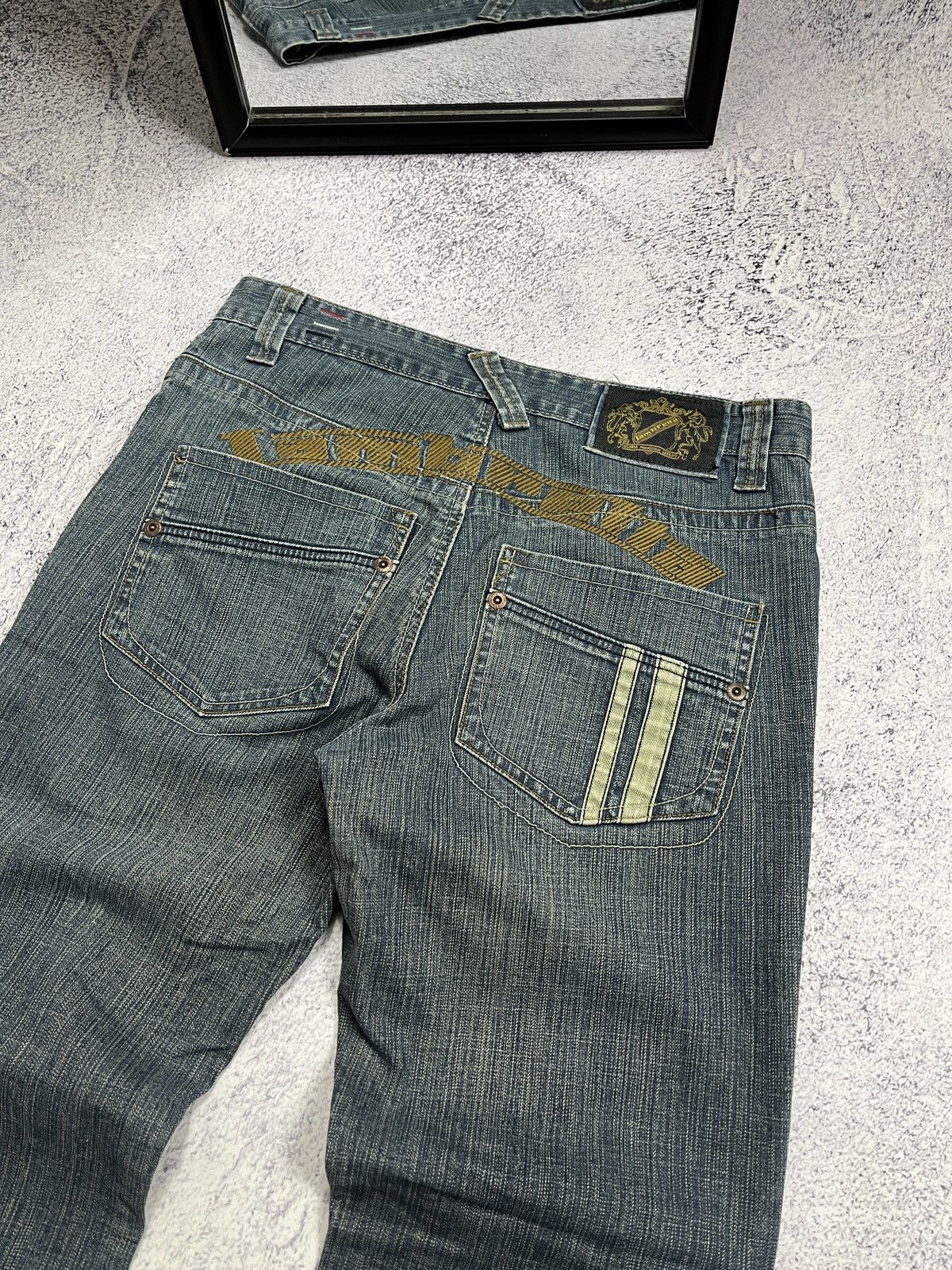 Japanese Brand × Lambretta Lambretta Vintage Baggy Jeans Big logo Drill Streetwear Y2K Size US 32 / EU 48 - 1 Thumbnail