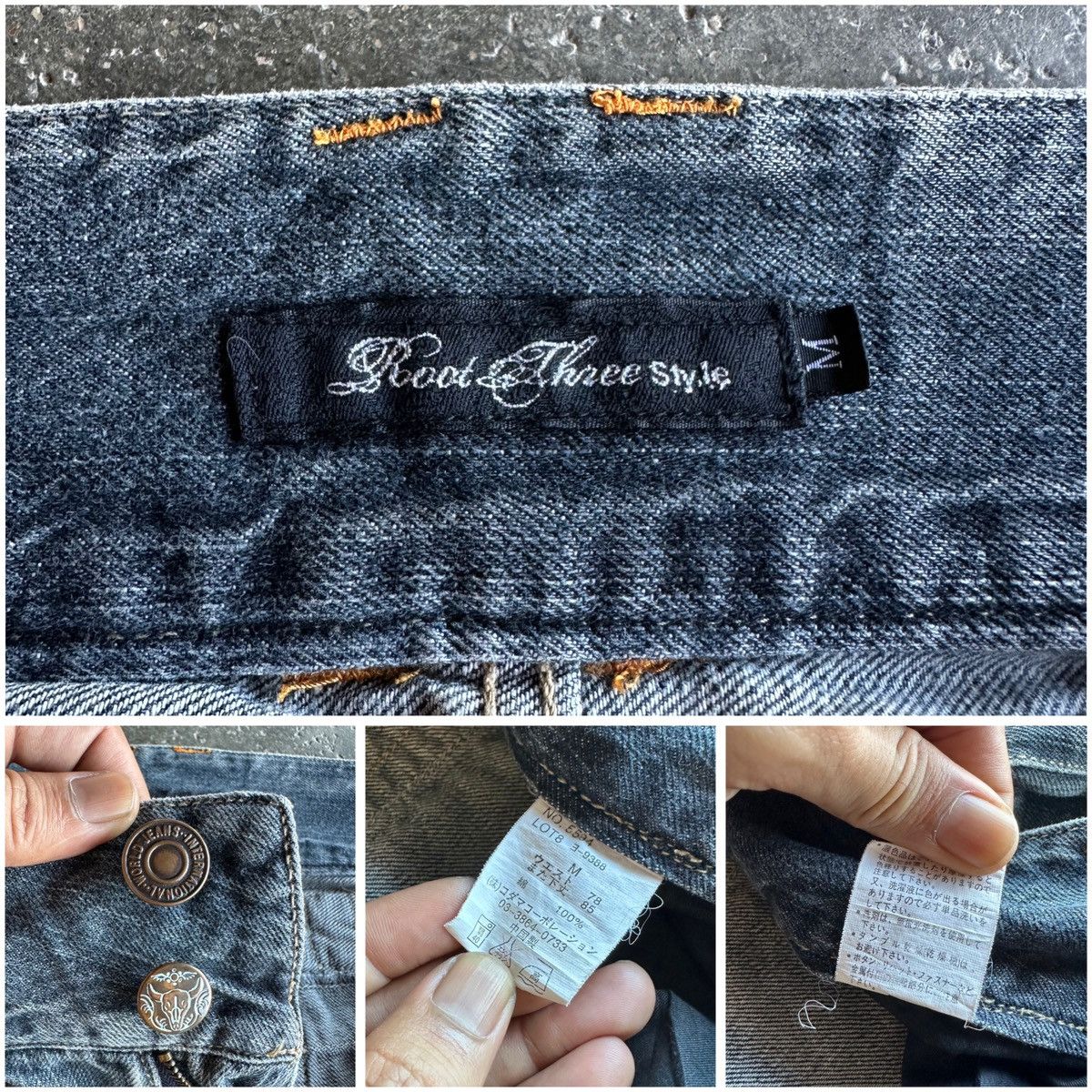 Japanese Brand VINTAGE ROOT THREE JEANS STORM BLACK WASHED RARE DENIM PANTS Size US 32 / EU 48 - 20 Thumbnail