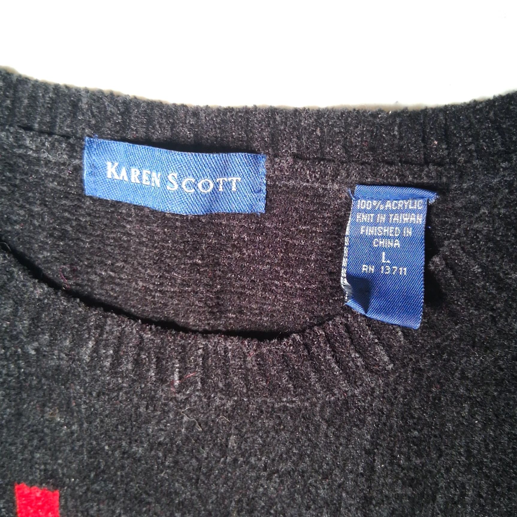 Vintage VINTAGE Karen Scott Sweater Black Quilt Star Knit Pullover NOS Y2K New St Size L / US 10 / IT 46 - 6 Thumbnail
