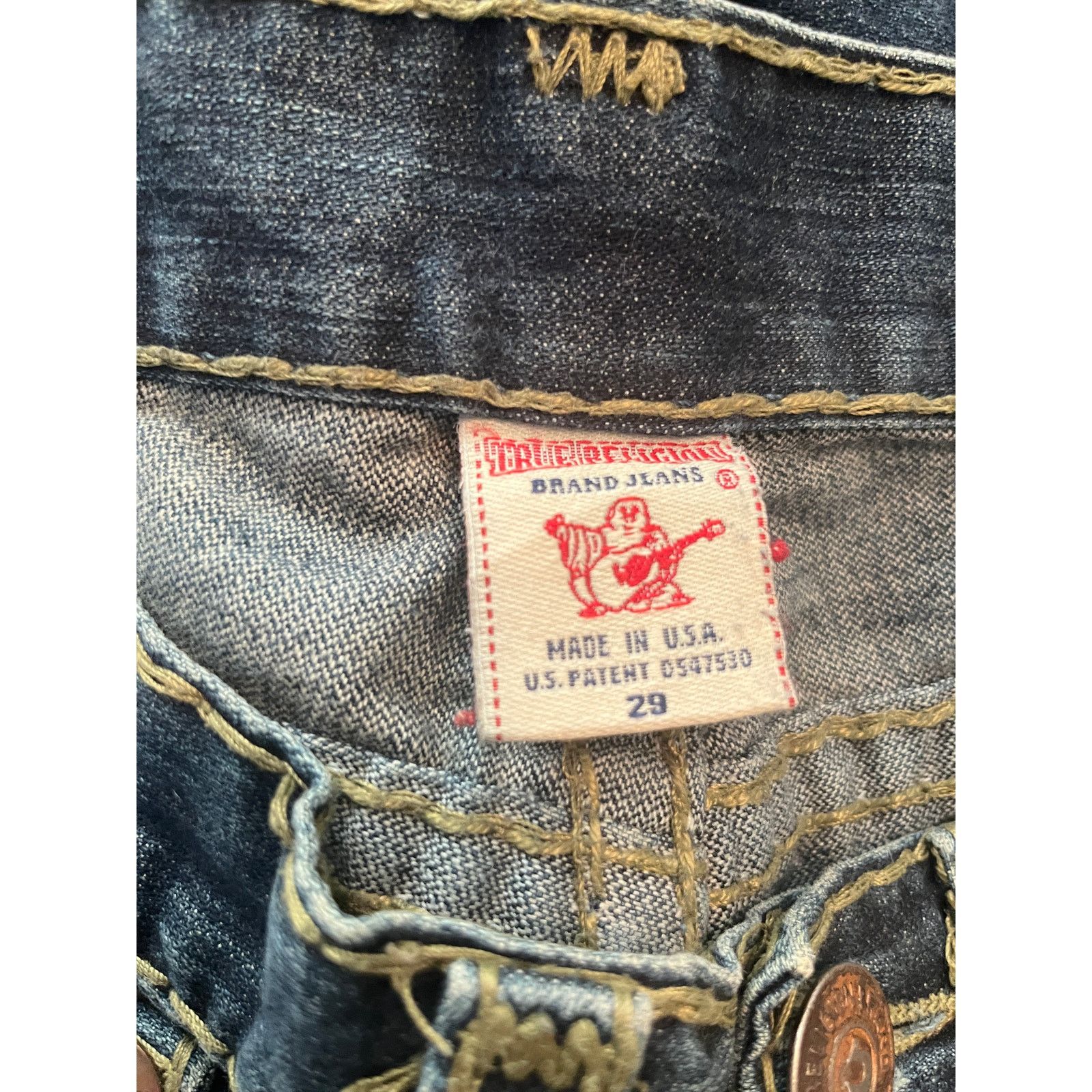 True Religion True Religion, Billy Super T, Gold Stitch Denim, Made USA 29 Size 29" - 8 Thumbnail