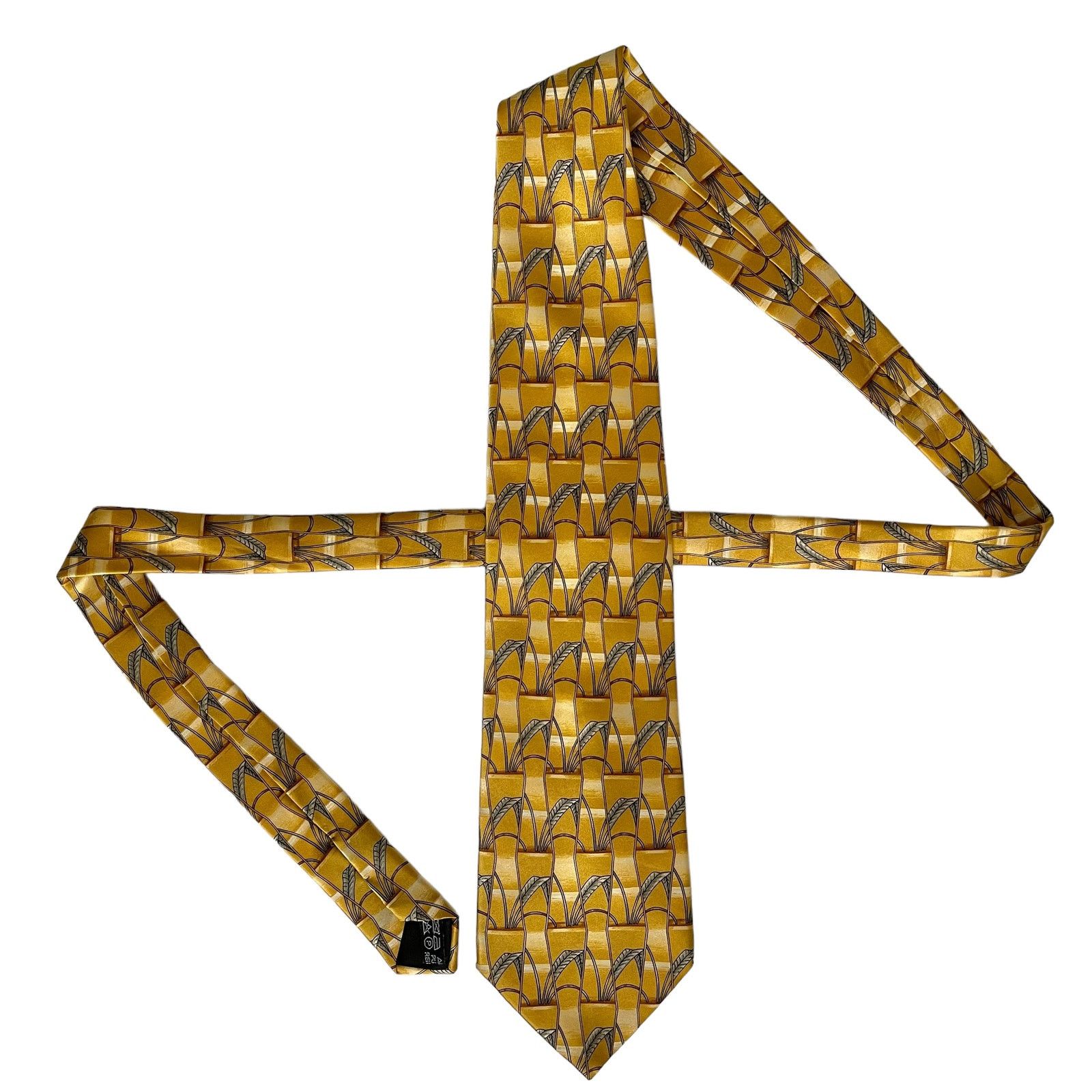Lanvin Lanvin Paris Golden Yellow Geometric Pattern Print Silk Tie Size ONE SIZE - 3 Thumbnail