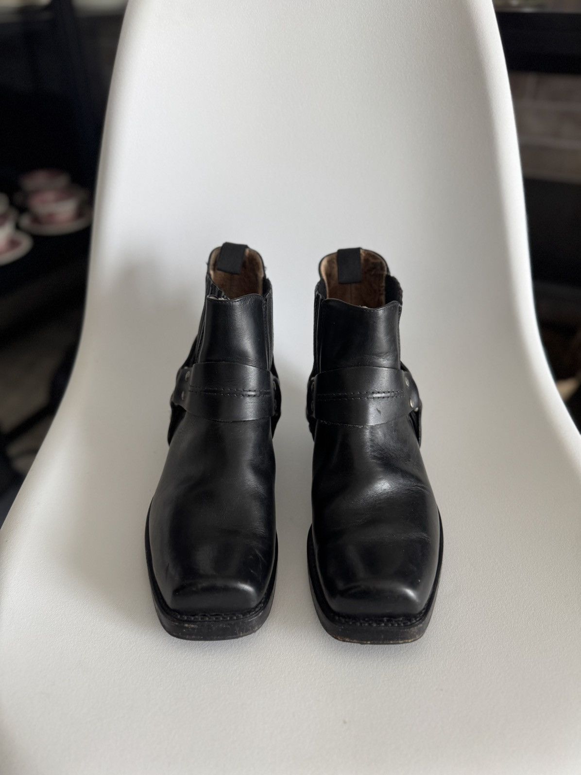 Sancho Boots Sancho Vintage Leather Motorcycle Buffalo Cowboy Black Boots Size US 7 / EU 40 - 6 Thumbnail