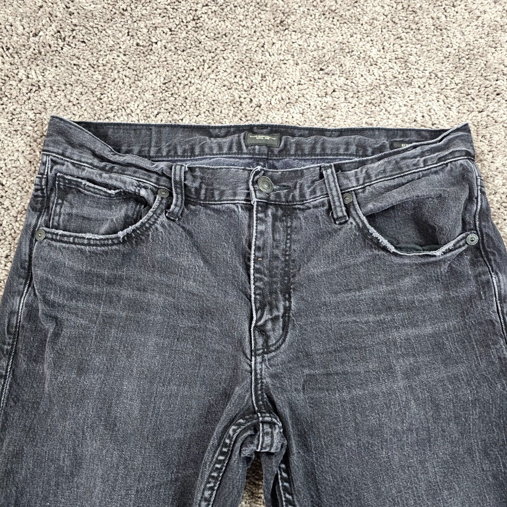 Silver Jeans Co. Silver Jeans Mens 33x32 Black Slim Straight Leg Distressed Stretch Denim Kenaston Size US 32 / EU 48 - 2 Thumbnail