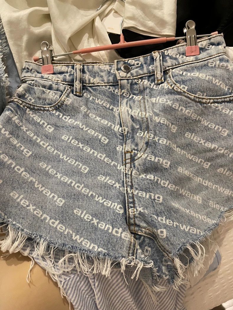 Alexander Wang Alexander Wang Denim Distressed Logo Shorts- Size 24" / US 00 / IT 34 - 2 Thumbnail